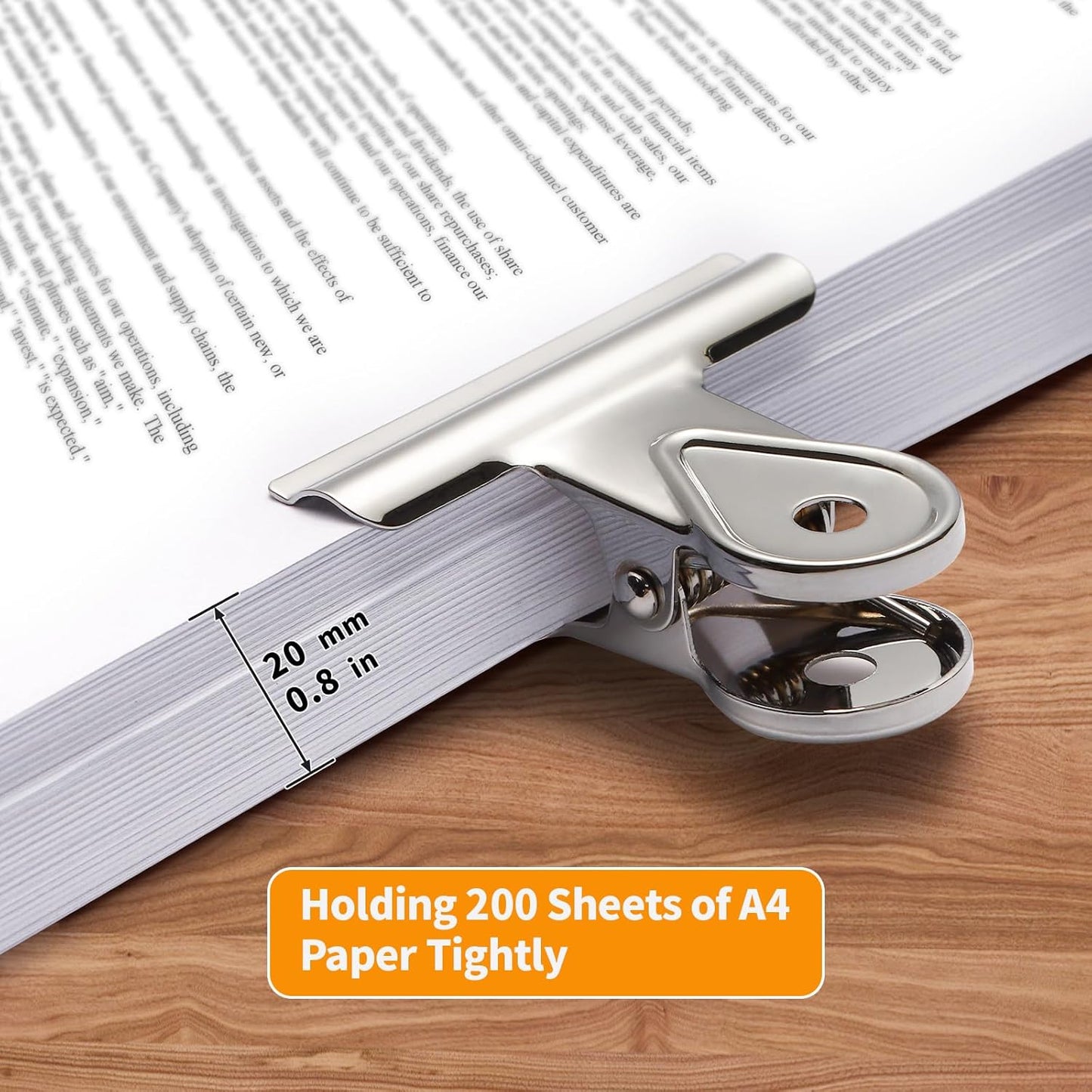 SIAMESE Bulldog Clips, 4 Pcs Binder Clips for Office & Kitchen, Multi-Purpose Binder and Food Bag Clamps for Sealing, Storage, Hanging (Silver)