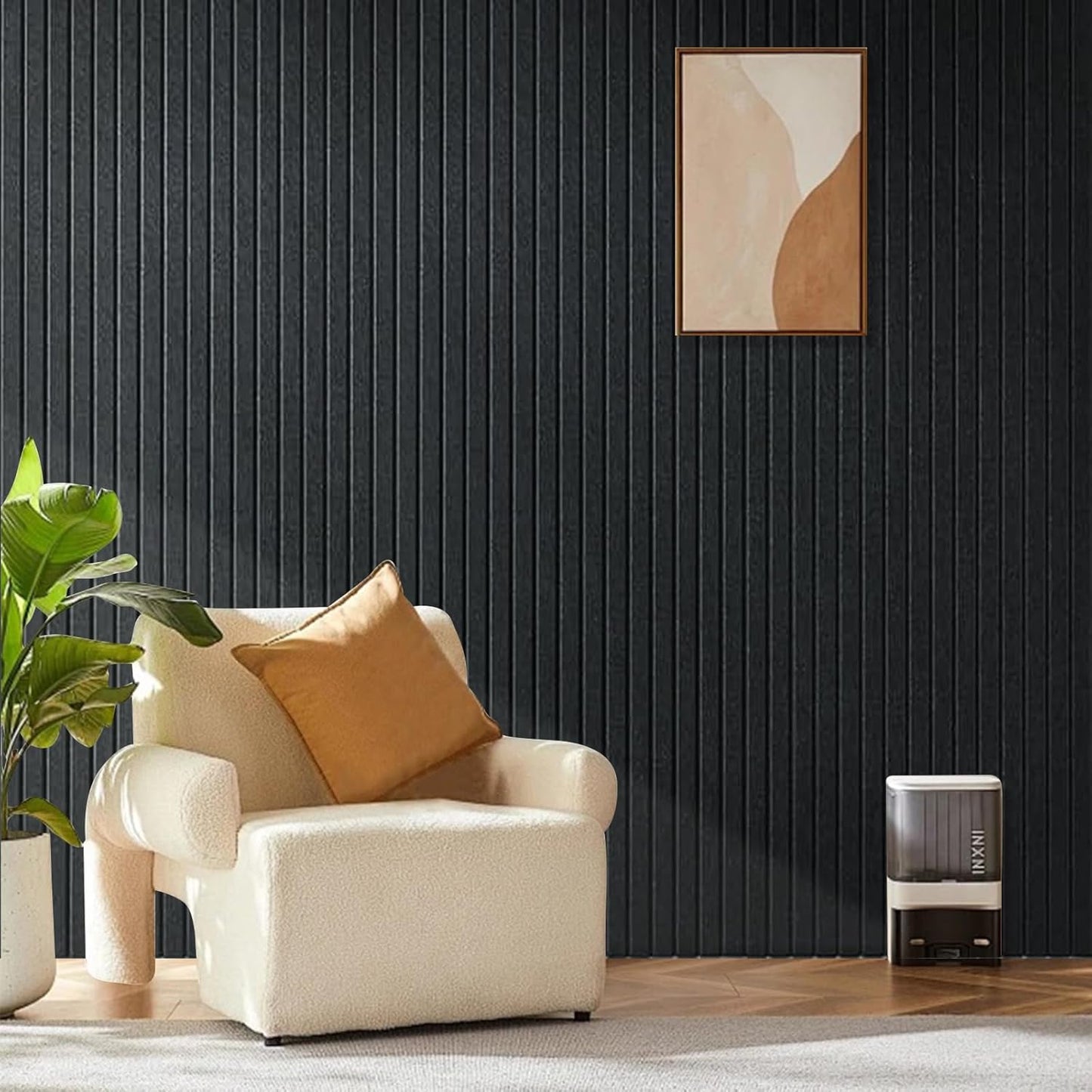 Large Cork Board for Office, 8 Pack Felt Wall Tiles with Slat Wall Paneling, Felt Bulletin Board Pin Board Cork Boards for Walls - Black