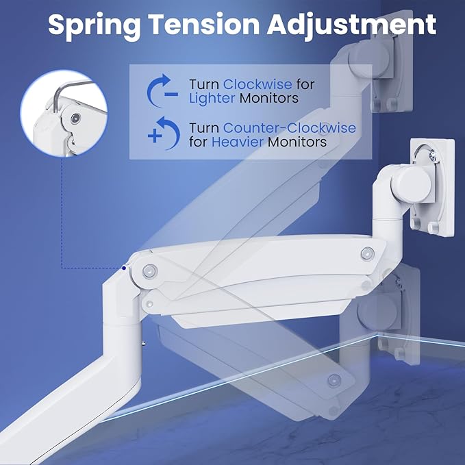 Ultrawide Monitor-Arm Heavy Duty 22-57‘’ - PUTORSEN Aluminum Single Monitor Mount Holds up to 59.4 lbs, Premium Adjustable Desk Mount Stand, VESA 75/100/200 mm, White