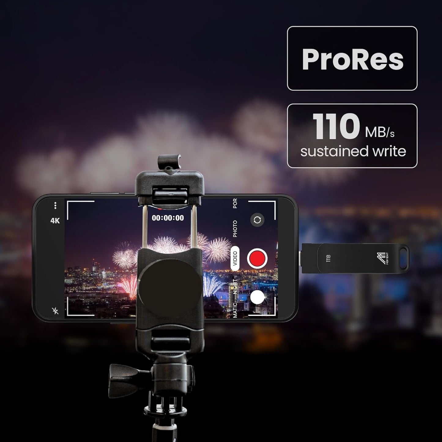 MMOMENT MU P50 1TB External SSD – USB-C & USB-A Portable Solid State Drive, USB 3.2 5Gbps, 560MB/s Read, 500MB/s Write, 110MB/s Sustained Write – Compatible with iPhone PS5 Steam Deck Android Mac