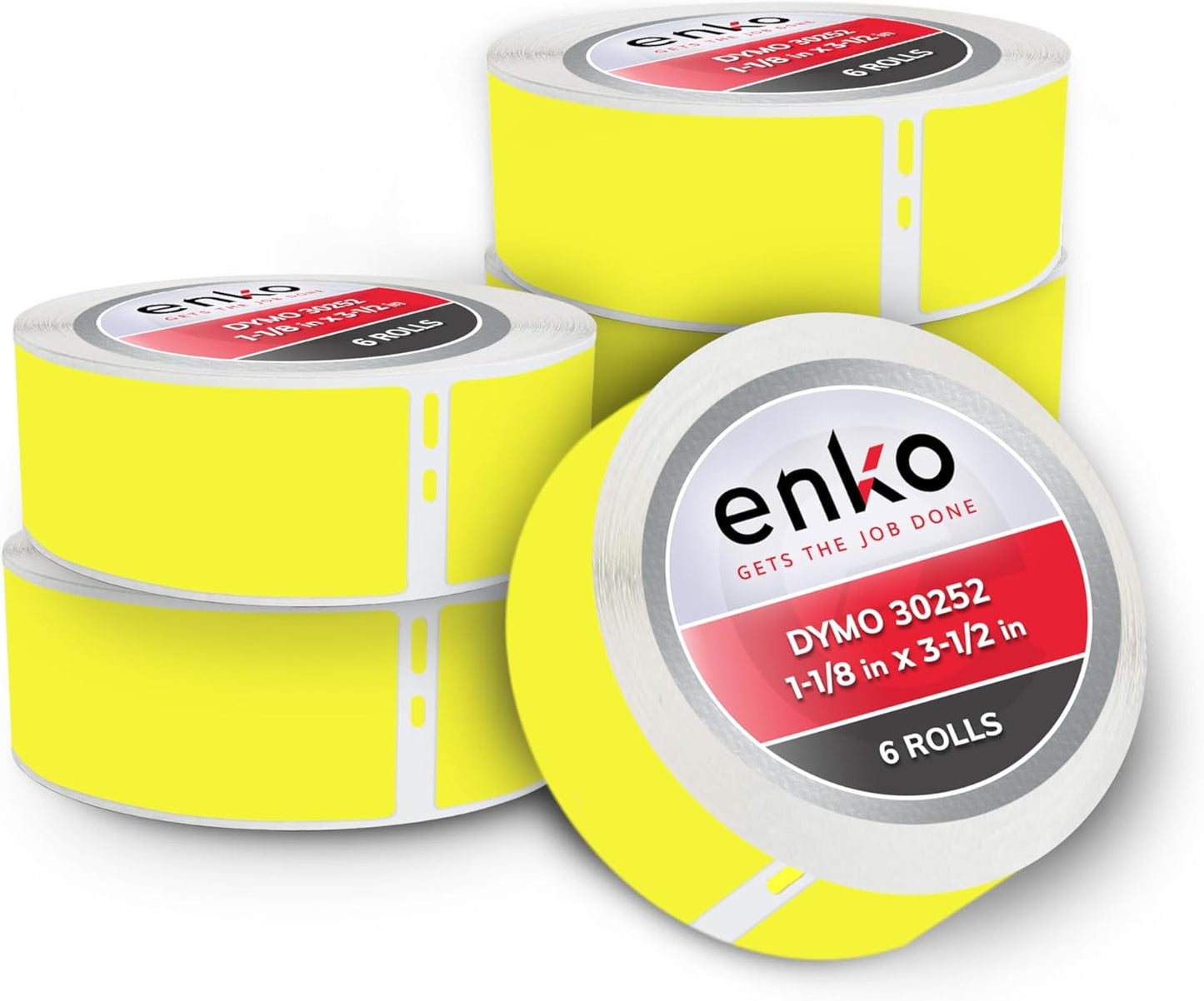 enKo [6 Rolls, 2100 Labels] Address, Shipping & Barcode Labels 30252 - Yellow (1-1/8" x 3-1/2") Compatible for Dymo LabelWriter & Rollo Printer