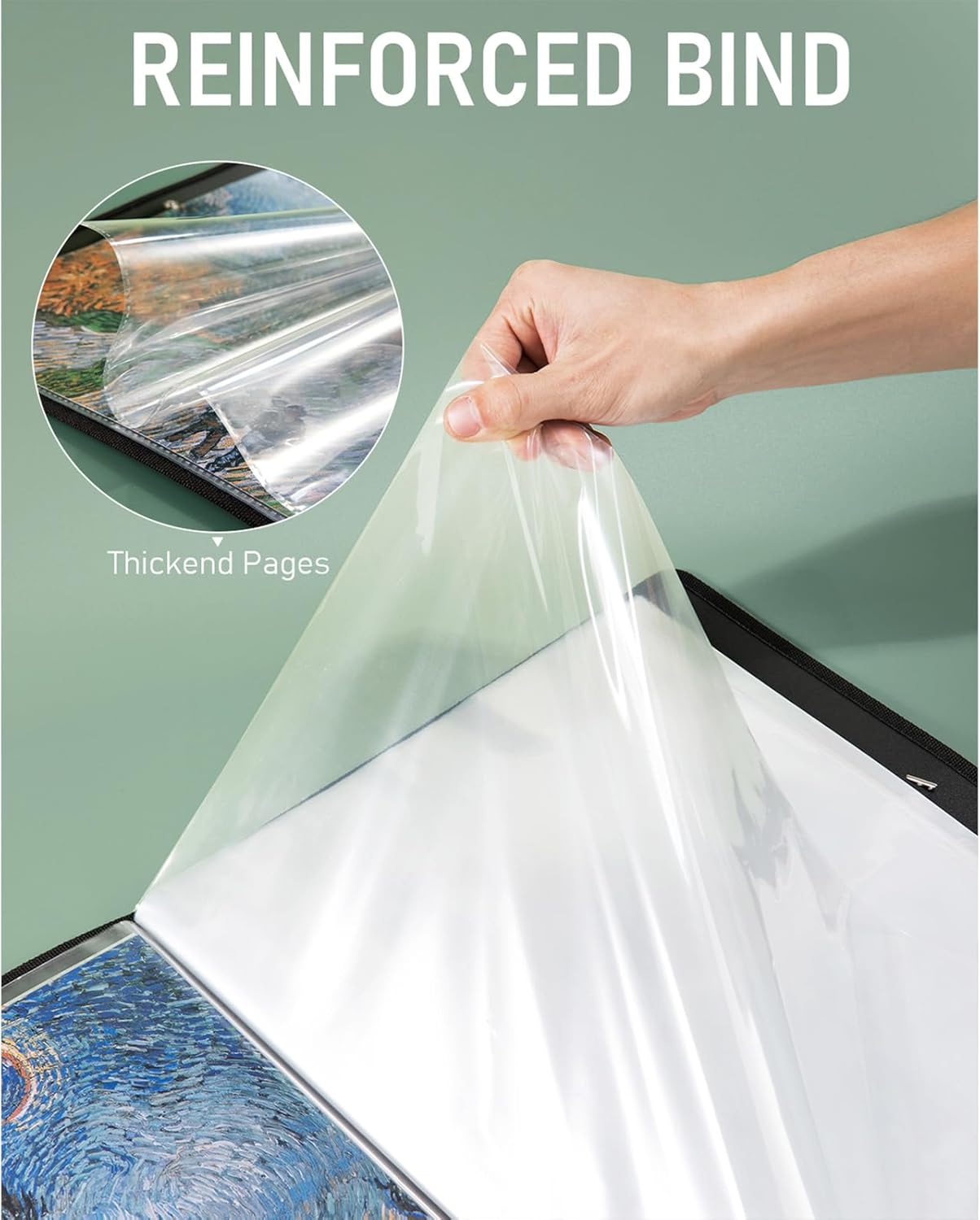 Nicpro 18x24 Large Art Portfolio Folder, 30 Pockets Display 60 Pages Artist Portfolio Folder with Clear Plastic Sleeves, Presentation Storage Book for Artists Artwork Drawing Painting Black