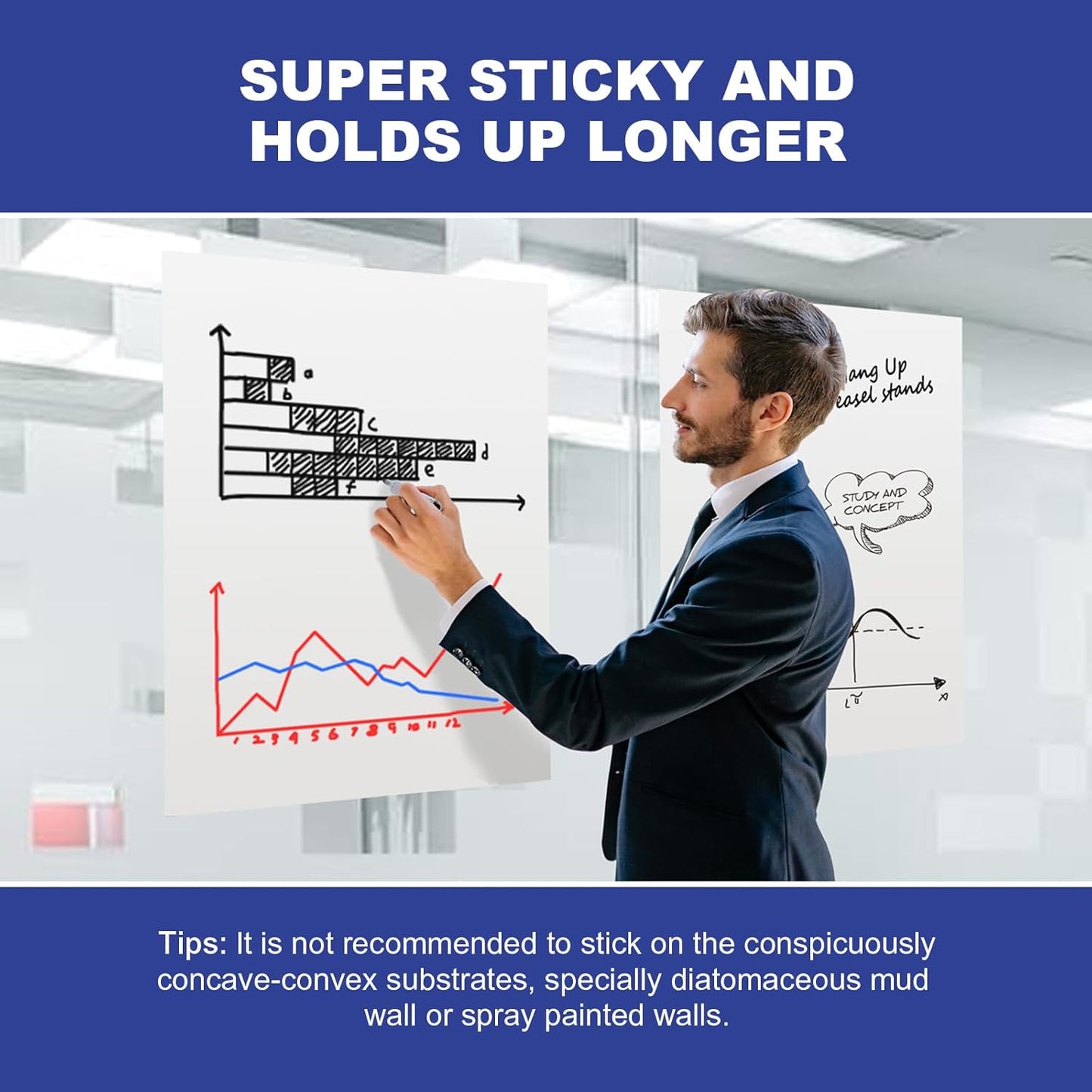 Comix Sticky Portable Tabletop Easel Pads, 20 x 23 Inches Flip Chart Paper for Teachers, Large Self Stick Easel Paper for Office School Supplies, 20 Sheets/Pad, 2 Pads/Pack