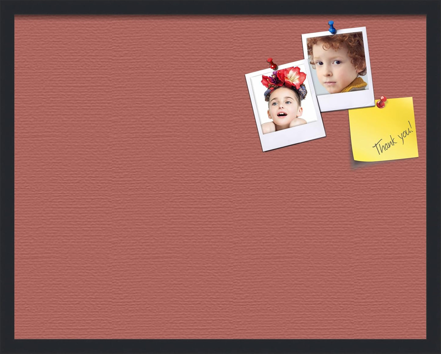 PinPix 28x22 Inch Cork Bulletin Board. This Decorative Framed Pin Board Comes with Crimson Pastel Design and a Satin Black Frame. Ideal for Home Office Decor or Message Board (PinPix-1807)