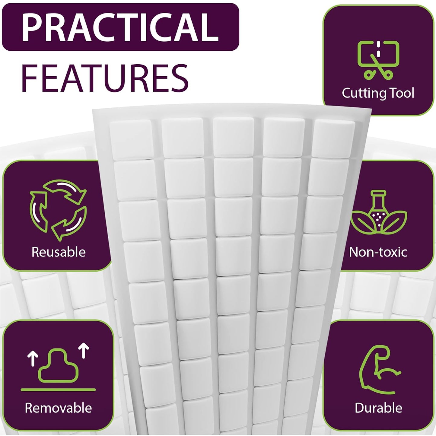 Mounting Putty 250PCs - Colorful Poster Putty Removable Reusable - Wall Sticky Tack for Poster Picture Hanging Crafts Classroom - Adhesive Mounting Squares