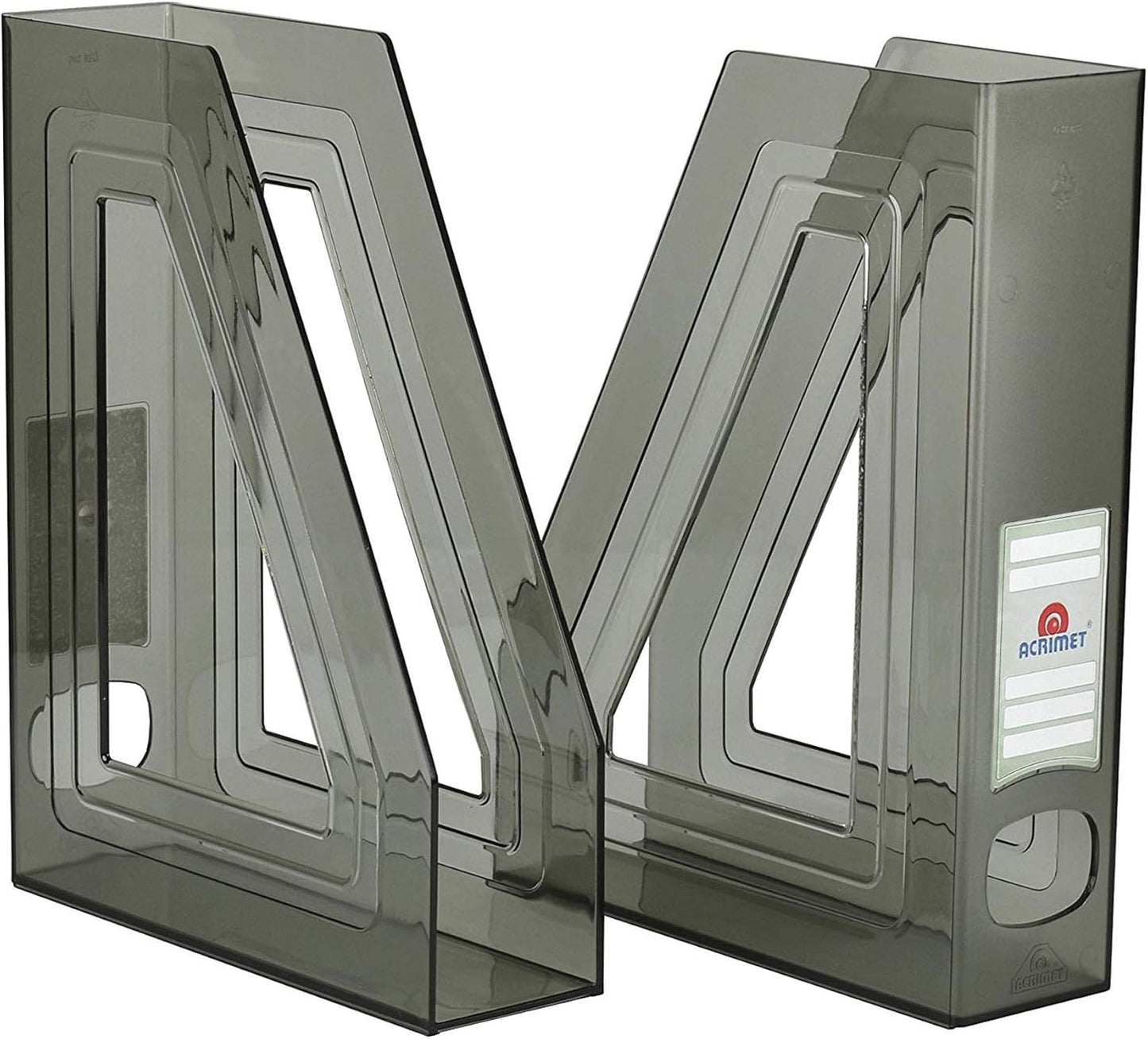 Acrimet Magazine File Holder, Durable Rack, Space-Saving Organizer (Plastic) (Smoke Color) (2 pack)