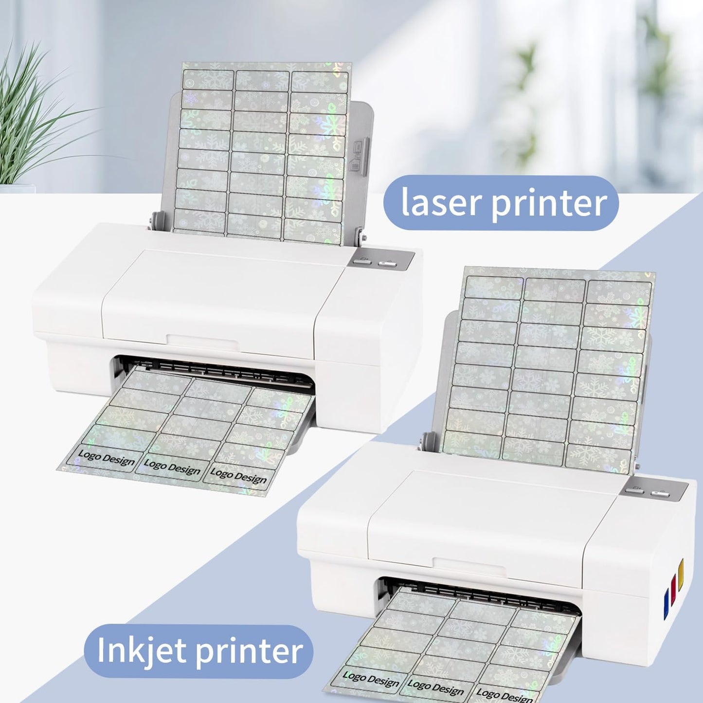 STARLIBOO Transparent Stickers Labels -1" x 2-5/8" Clear Address Labels Mailing Stickers for Laser/Inkjet Printer 8.5"×11"- 20 Sheet (Clear Holographic Snow)