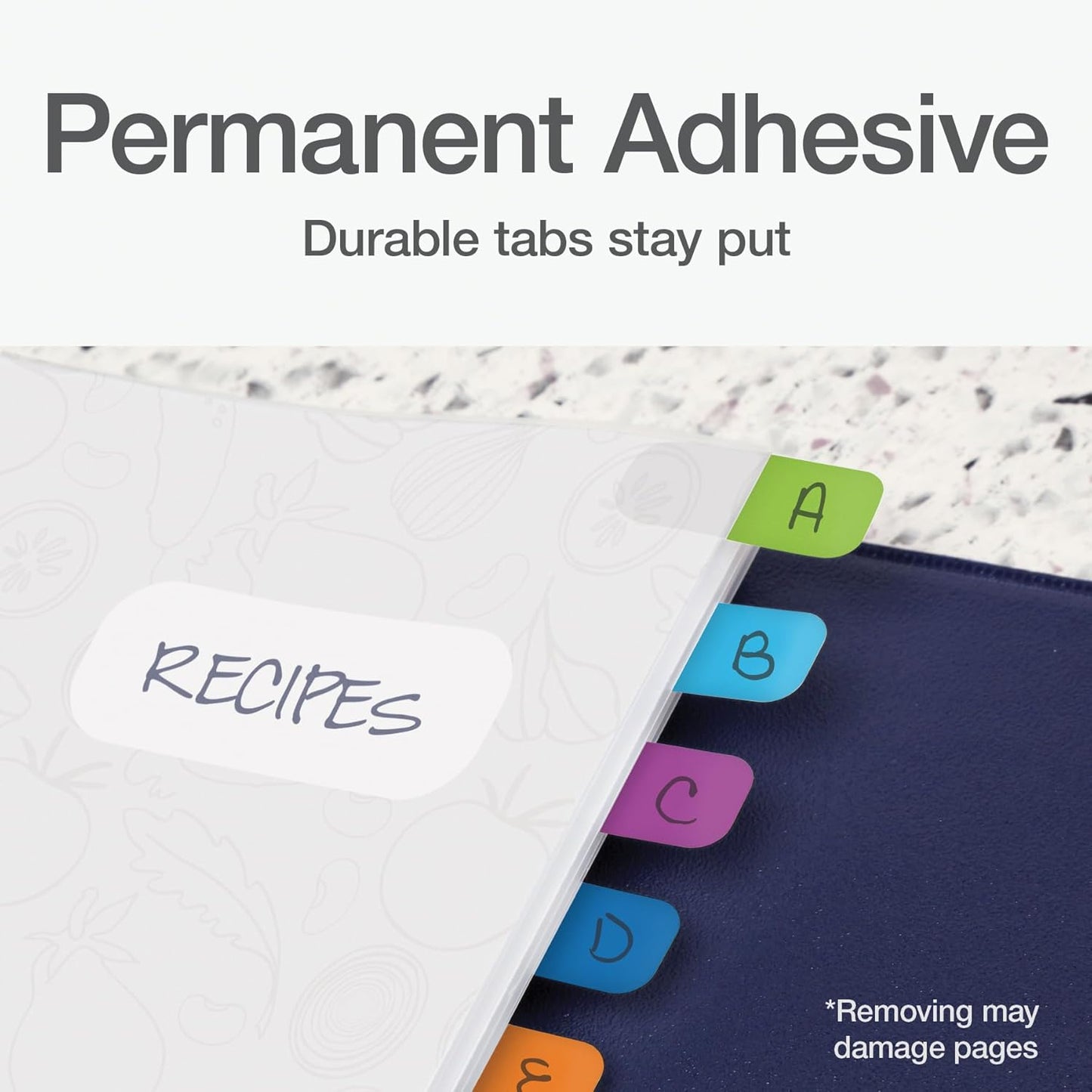 Redi-Tag Write-On Tabs, Permanent Adhesive Index Tabs, Tropical Colors: Purple, Green, Blue, Dark Blue, Orange, 1" x 7/16", 130 Pack (1009304)
