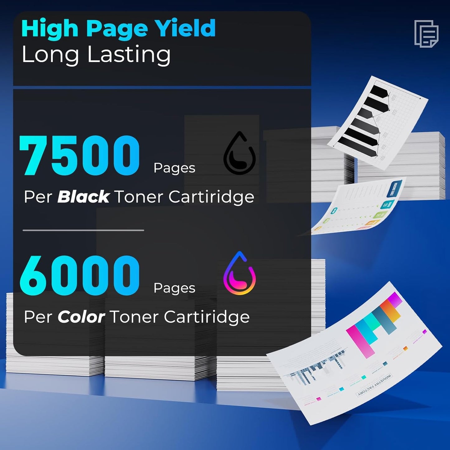 414X Toner Cartridges 4 Pack High Yield Replacement for HP 414X HP414X 414A for Color Laser Jet Pro MFP M479fdw M454dw M479fdn M454dn MFP M480f M455dn Toner, W2020X Black & Color Toner with Chip