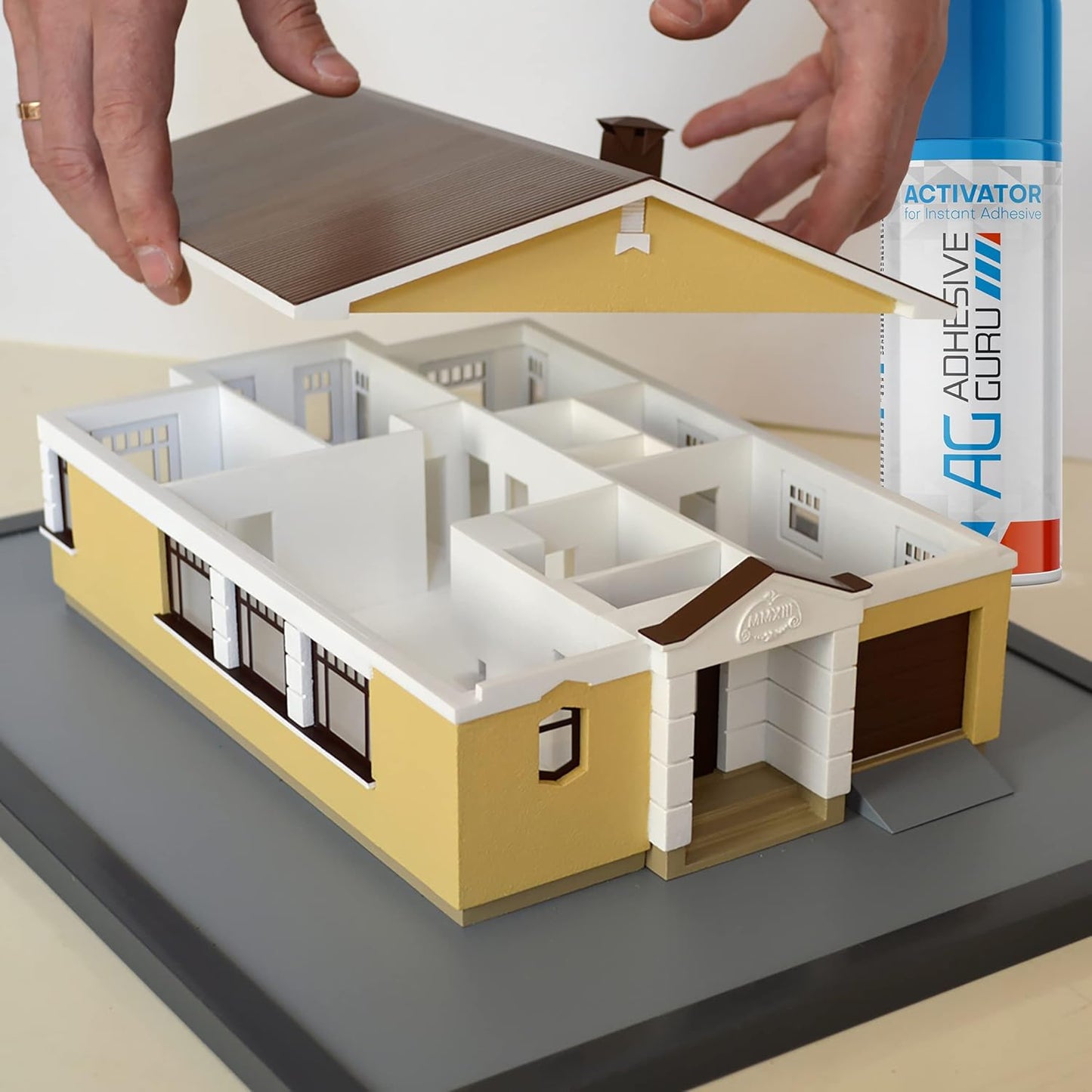 Adhesive Guru CA Glue with Activator Woodworking (6 x 0.9 oz - 6 x 3.38 fl oz) Cyanoacrylate Super Glue for Plastic, Glass, Ceramic, DIY, 3D Printing (6 Pack)