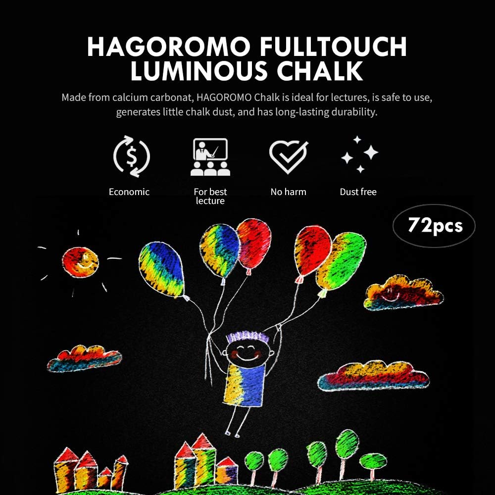 Hagoromo Fulltouch Luminous Chalk 1 Box, Non-Toxic, Dustless [72 Pcs/Blue]