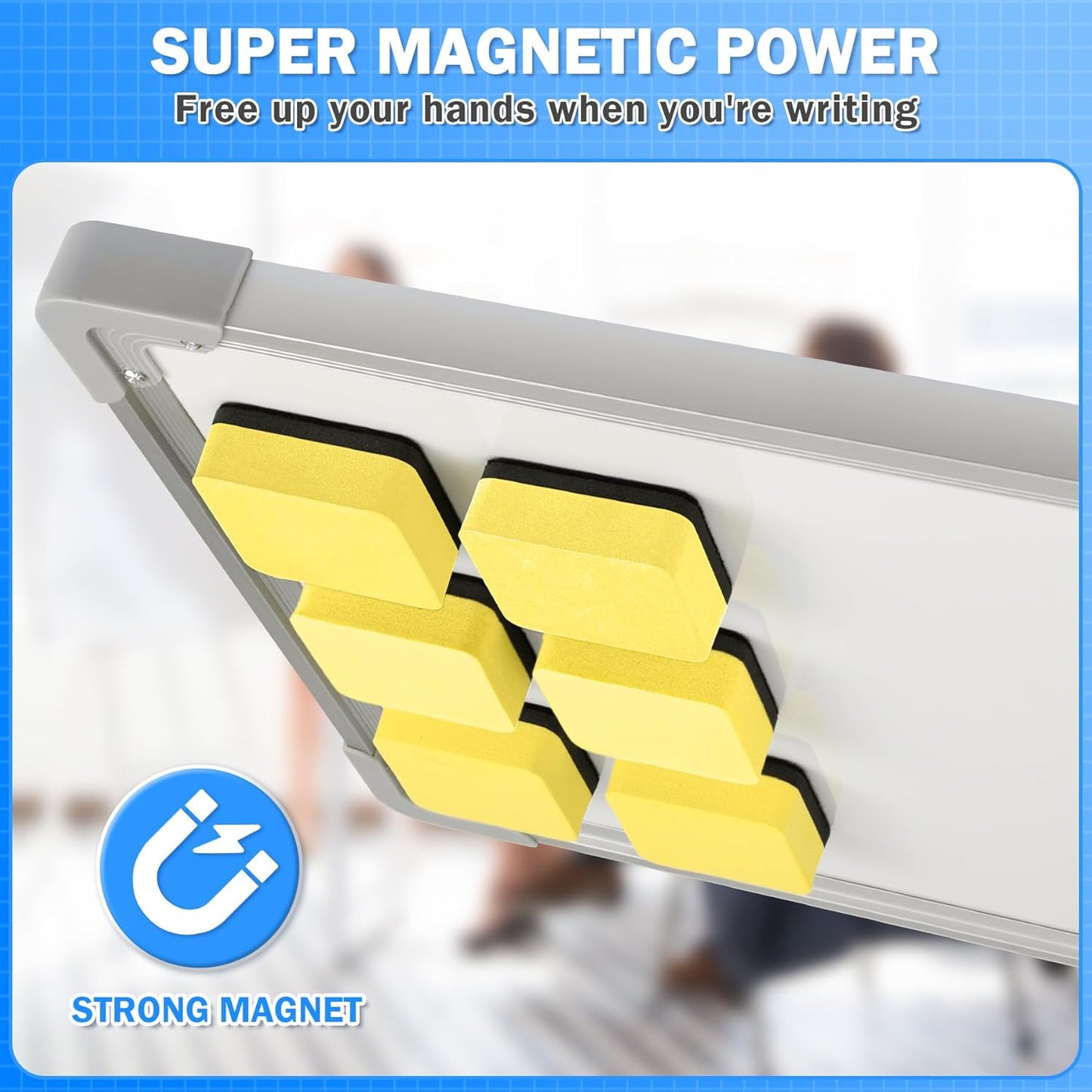 EAONE 48 Pack Dry Erase Eraser, Magnetic Whiteboard Cleaner Mini Chalkboard Cleansers for Classroom, School, Office, Home (Yellow, 1.97 x 1.97 Inch)