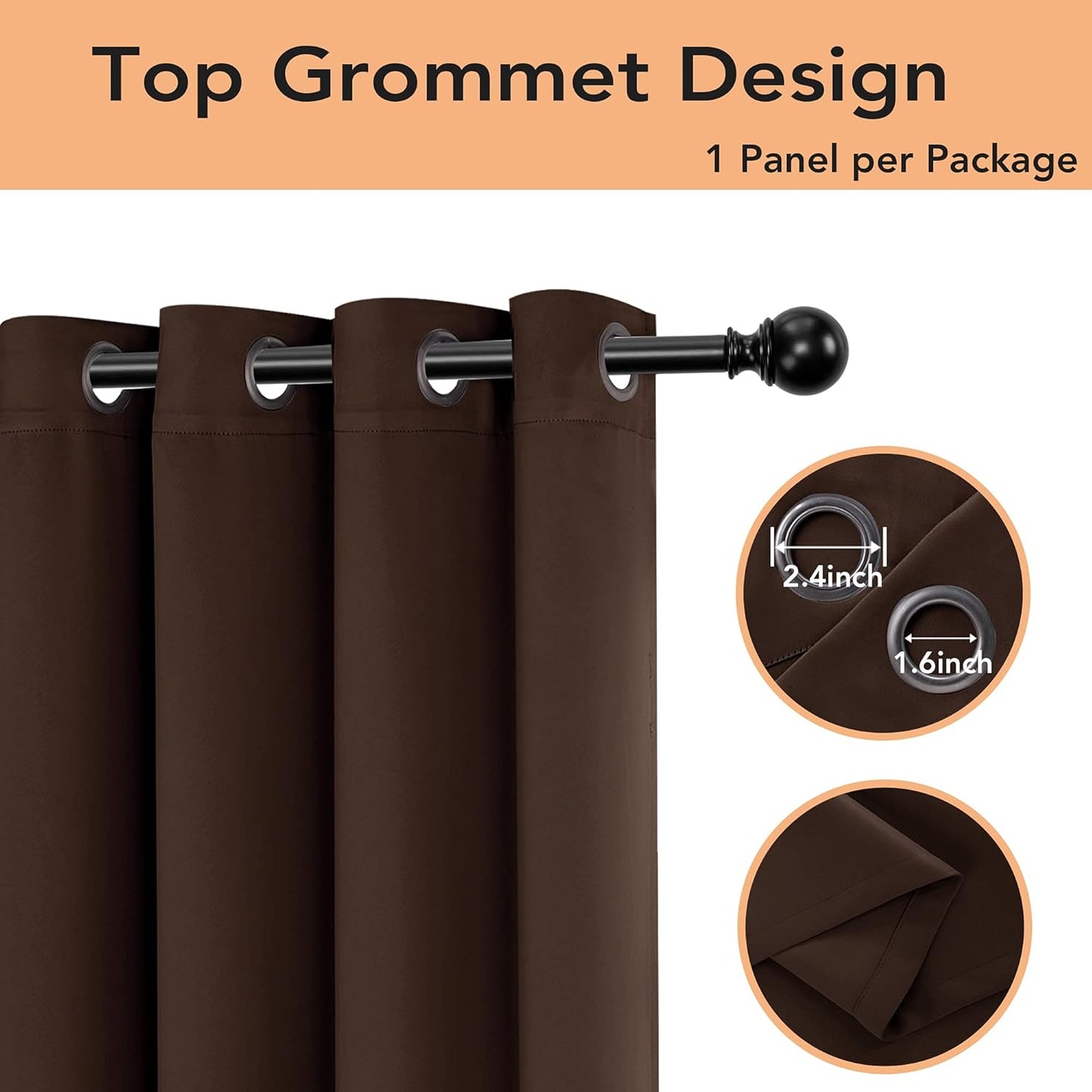 BONZER Room Divider Curtain Screen Partitions Total Privacy Wall Grommet Wide Blackout Curtains for Living Room, 96L x 70W Inch (8L x 5.8W ft), 1 Panel, Chocolate