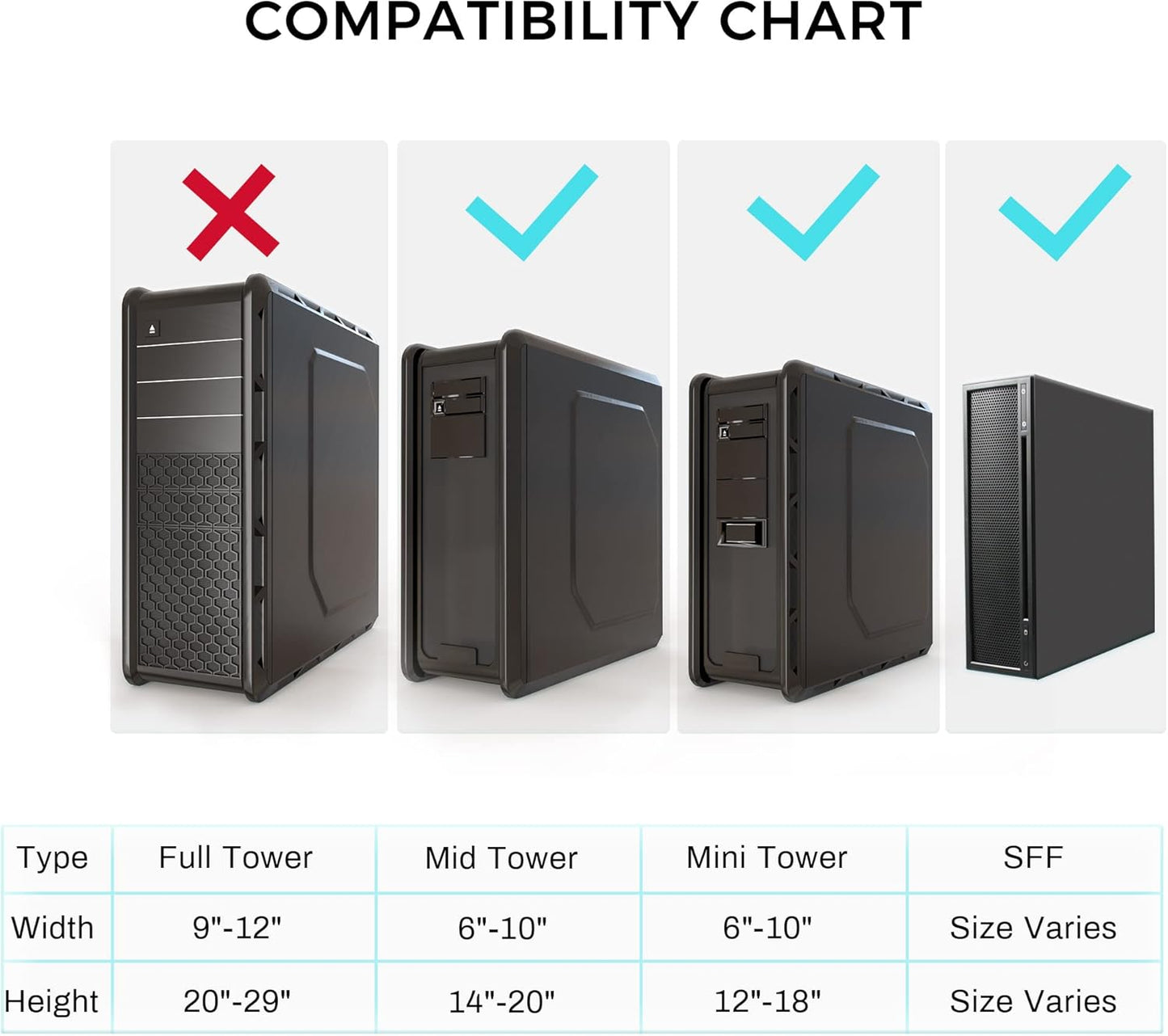 EUREKA ERGONOMIC CPU Holder Under Desk Mount, Computer Tower Holder 360° Swivel Height & Width Adjustable, Holds up to 44 lbs, Fits Most Computer Tower, Black