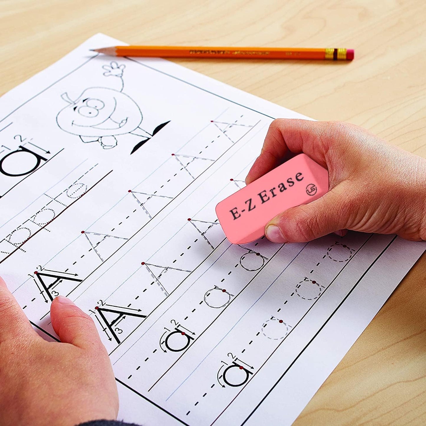 Pink Erasers, Erasers for Kids, Rubber Eraser, 24 Count, Erasers Bulk for School Supplies, Art, and Office Use