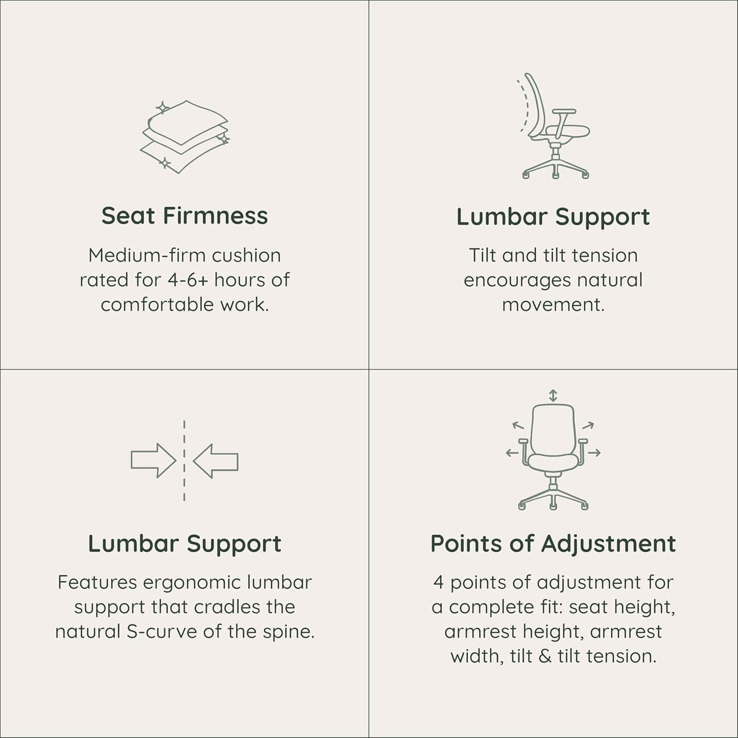 Branch Daily Chair - Vegan Leather Office Chair with Swivel, Lumbar Rest, and Adjustable Armrests - Comfortable Seating for Improved Posture and Productivity - Limestone