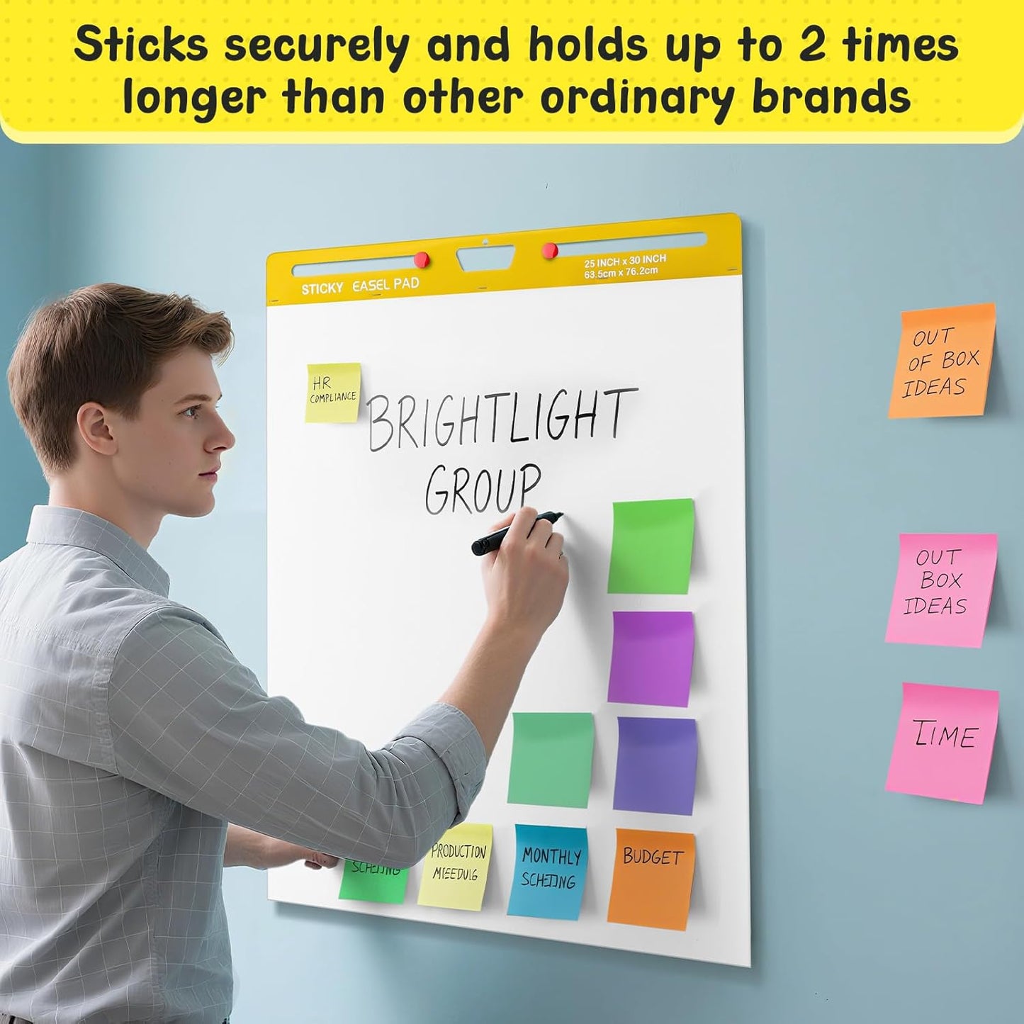 ReliThick 4 Pack Sticky Easel Pad, 25 x 30 In, White, 20 Sheets/Pad, Flip Chart Paper for Teachers, Large Sticky Chart Paper for Wall, Self Stick Easel Pad for Office School Classroom