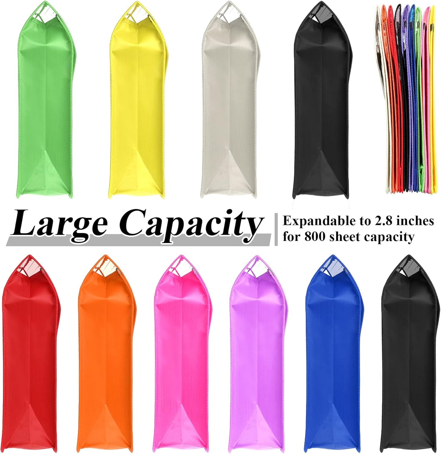 10 Pieces Plastic File Folders Envelope Expanding File Wallet Organizer Documents Folder with Snap Closure and Pocket, A4 Size Waterproof Transparent Pouch(Multicolor,Horizontal)