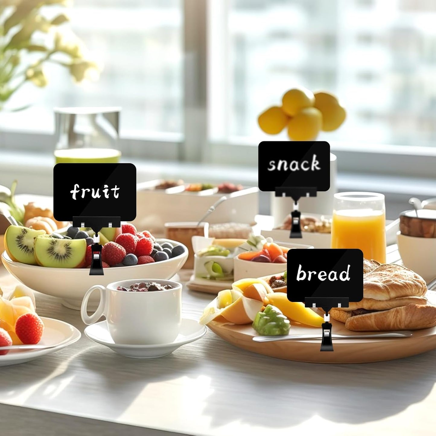 20 Pack Mini Plastic Chalkboard Sign, Price Tag Display with Rotating Clips, Double Head Rotating Merchandise Sign Clip Holder, Erasable Blackboard Holder for Business Supermarket Retail Display