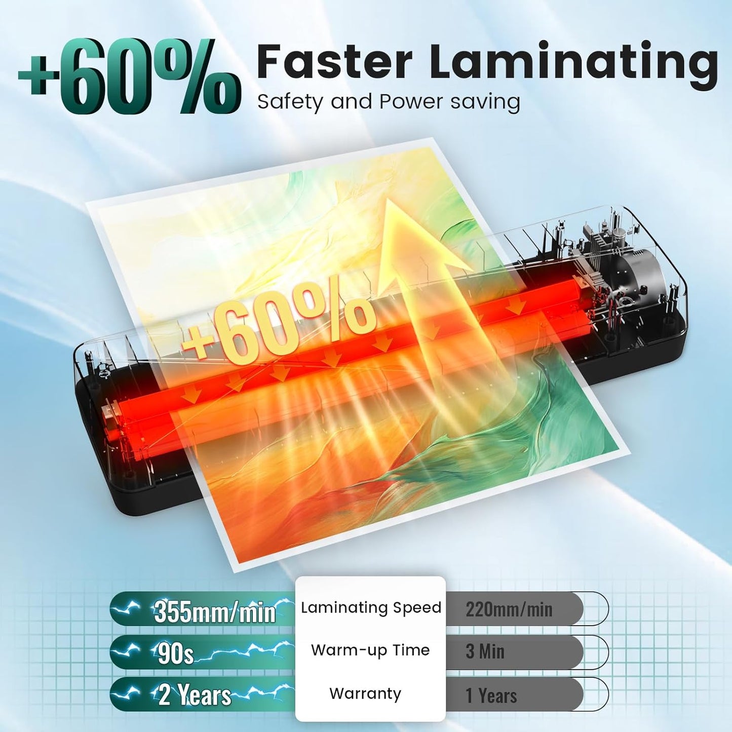 Laminator Machine 11x17 Laminator - 13 Inch Cold Thermal Laminators Machine with Laminating Sheets, A3 Personal Laminators for Teachers, Laminating Machine 90s Warm-Up No Jam for Home Office School