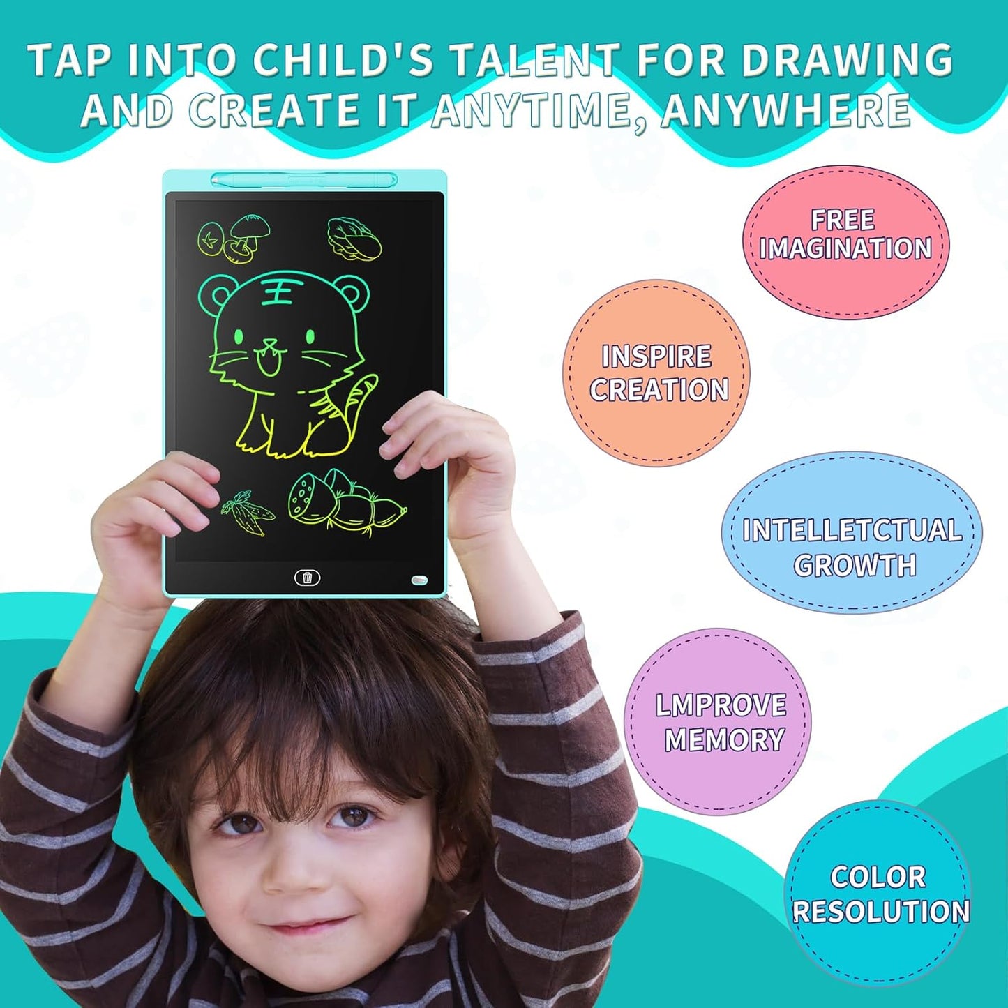 [4 Pack] Genialba LCD Writing Tablet 8.5-Inch Colorful Doodle Board, Toddler Learning Educational Toys Gifts for 3-8 Years Old Girls and Boys, Electronic Drawing Pad for Kids (Pink&Blue&Green&Purple)