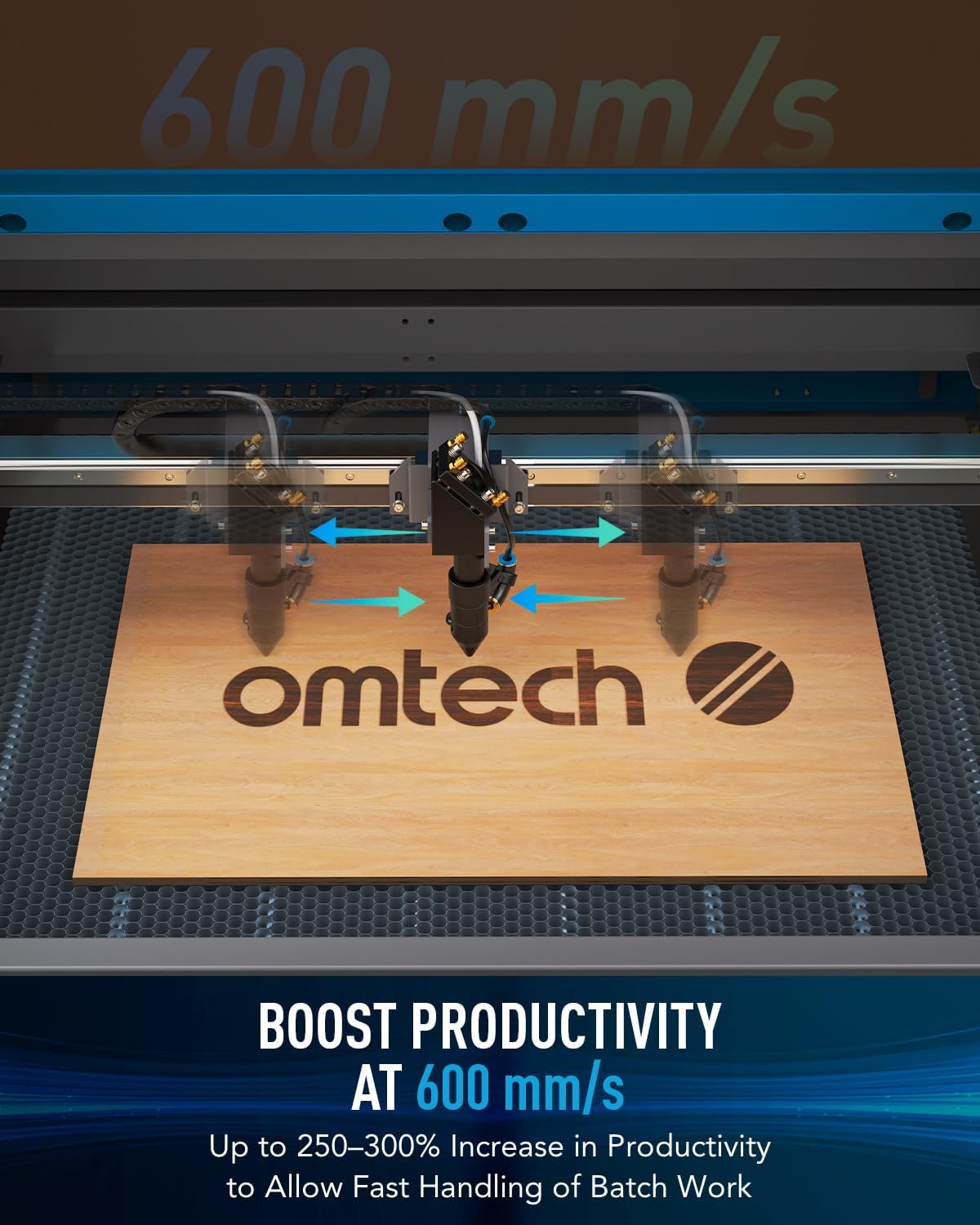 OMTech 100W CO2 Laser Engraver with LightBurn & Water Chiller, 20"x28" Laser Engraving Cutting Machine with 4 Way Pass Through Air Assist Wheels, Industrial Laser Cutter