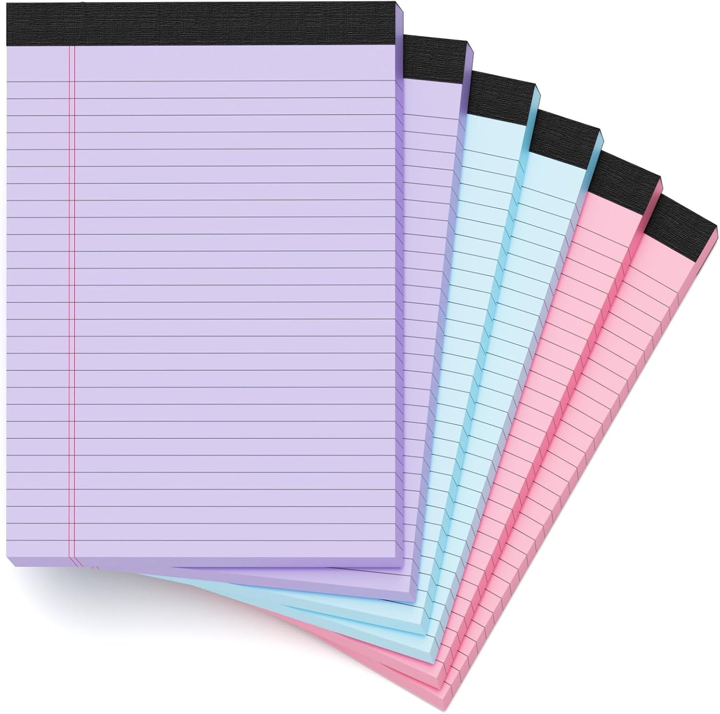 Legal Pads 8.5 x 11 Colored Note Pads 8.5 x 11 Note Paper, 6 Pack Purple Paper Pads 8.5 x 11 Wide Ruled Notepads, Colored Legal Pads 8-1/2 x 11 Writing Pad, Pink Notebook Paper 8.5 x 11, 30 Sheets/Pad