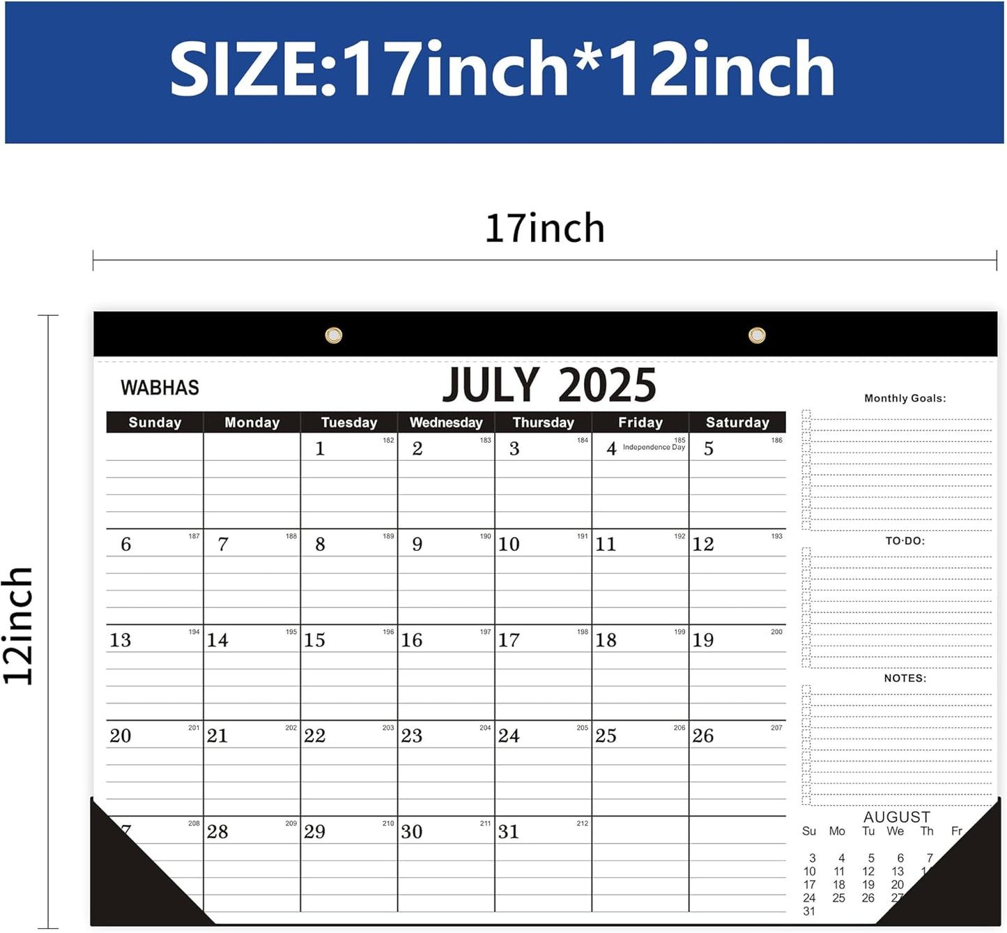 Desk Calendar 2025-2026,July 2025 to December 2026, Desk calendar 2025-2026 with to-do list,Calendar 2025 18 Months,17" x 12" for Home or Office.