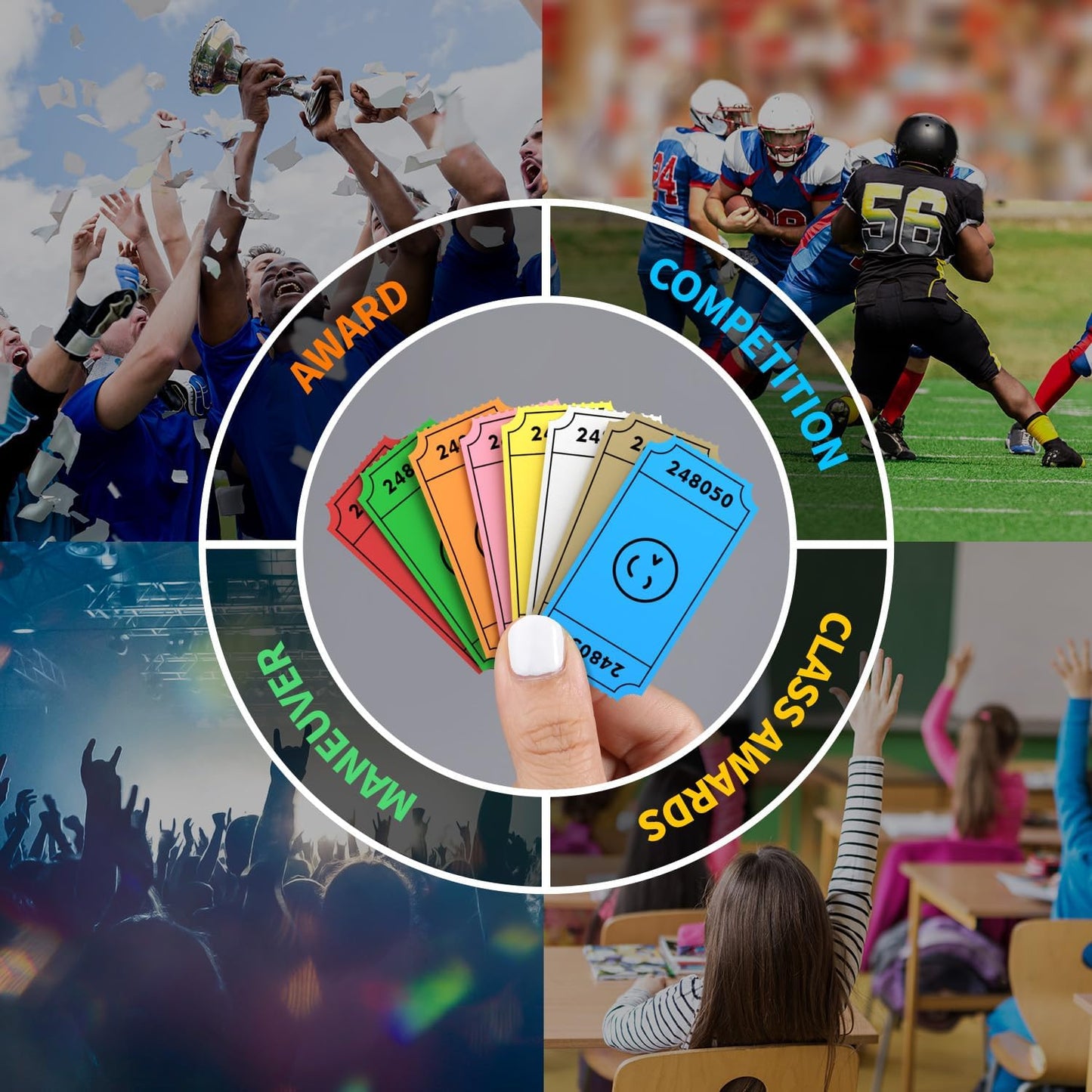 Methdic 1000 Smile Raffle Tickets Red, Single Roll, Ticket for Events, Entry, Class Reward, Fundraiser & Prizes