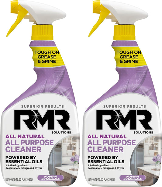 RMR All Natural All-Purpose Cleaner - Non-Toxic, Rinse-Free Multipurpose Cleaning Supplies, Biodegradable, Modern Botanical Scent, 32-Ounce Spray, 2 Pack