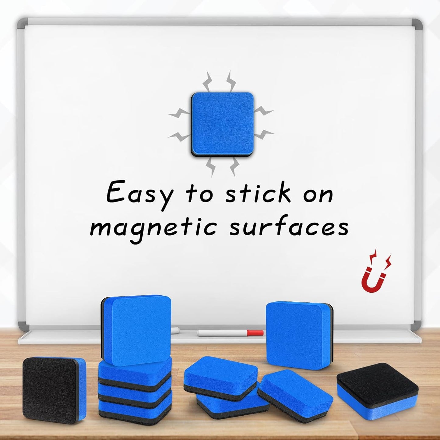 Jumlys 96 Pack Dry Erase Erasers, Mini Magnetic Dry Erase Eraser Bulk, Square Blue White Board Dry Erasers, Ideal Chalkboard Cleansers, Perfect for Kids Classroom, Home and Office (1.97 x 1.97 Inch)
