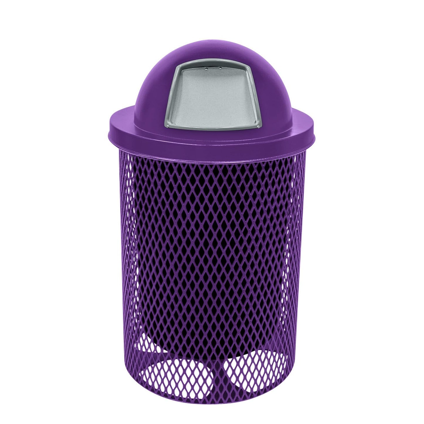 RDT-PUR Heavy Duty Round Trash Receptacle with Dome Top, Liner Included, 32 Gallon, Purple, Made in America
