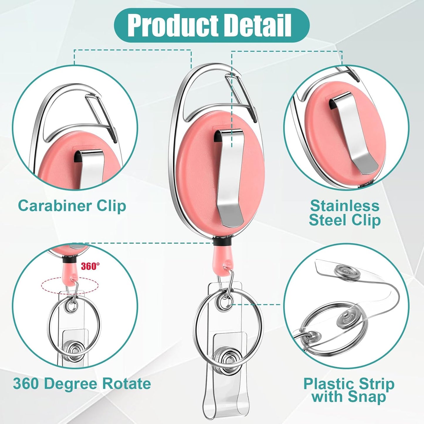 Honoson 40 Pcs Heavy Duty Retractable Badge Reels Batch ID Badge Holder Retractable Clip Bulk Key Holder with Ring for Office Worker Employee, Doctor Nurse Gifts (Vibrant Color)