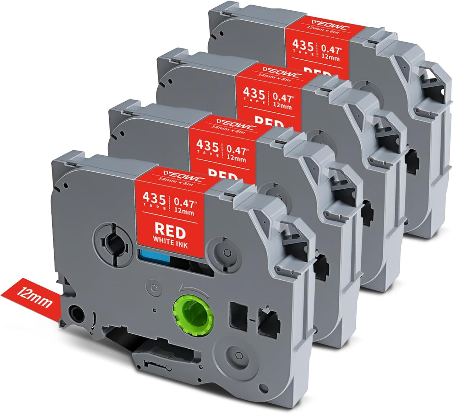 Tz Tape Tz-435 White on Red Label Tape Compatible for Brother Tze-435 Tze435 12mm 0.47 Laminated Tze 1/2 Refill Work for Brother Label Maker P-Touch PT-D210 PT-H110 PT-D220 PT-D200 PT-D400 PT-1080