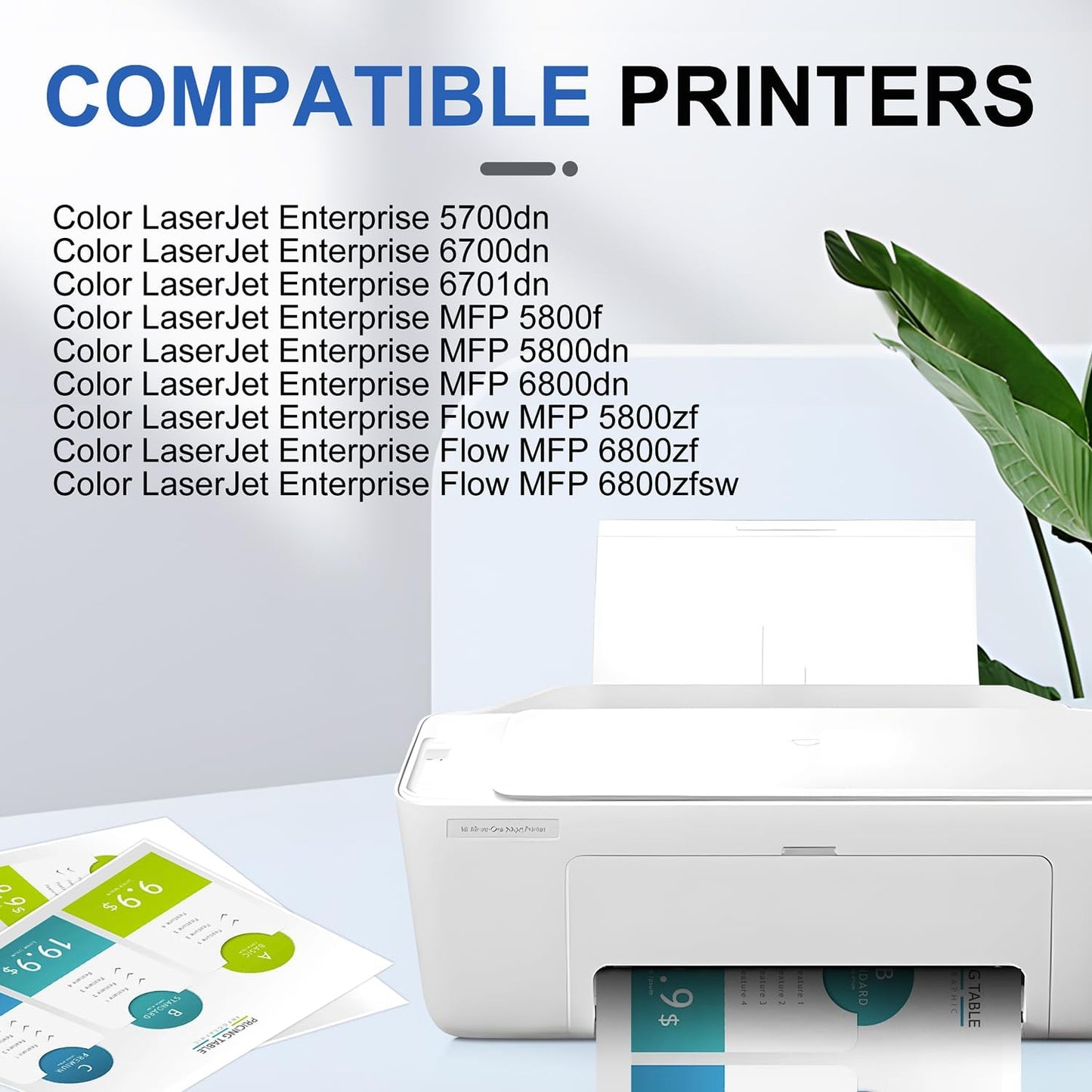 213X Toner Cartridges High Yield 4 Pack(with Chip) Compatible with 213X W2130X 213A W2130A 4 Pack for Enterprise 5700dn 6700dn 6701dn, Flow MFP 5800 6800, MFP 5800 6800(Black Cyan Yellow Magenta)