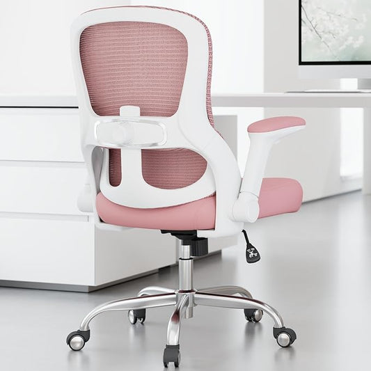 Home Office Computer Desk Chair - 400lbs Ergonomic High Back Comfy Task Chairs for Big and Tall People, Comfy Office Chair with Adjustable Lumbar Support for Bedroom, Study, Student (Pink)