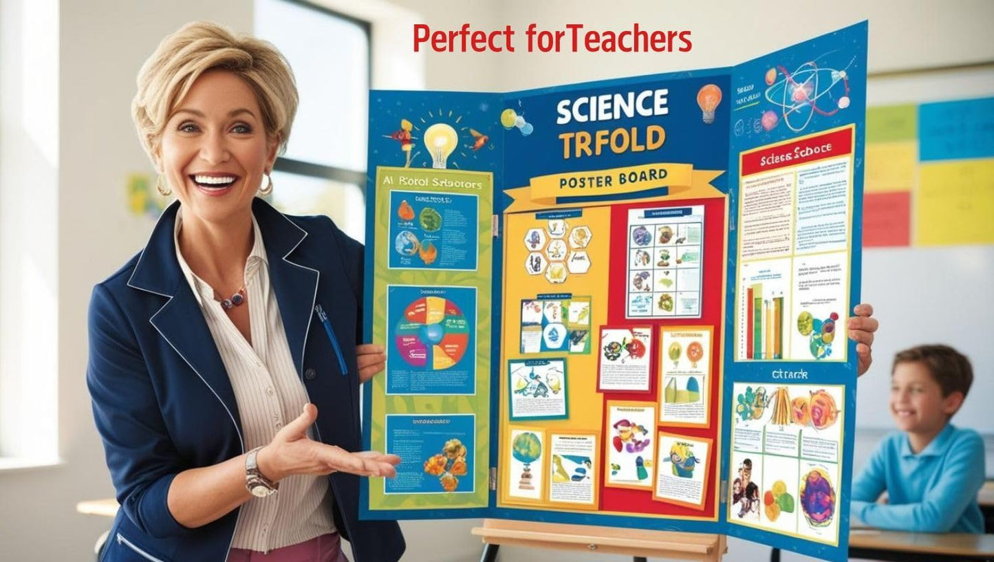 PJ Goods 24 Pcs White Tri Fold Poster Board 36" x 48 for Science Fair Presentation Displays, School Projects, Business Displays, 4H, Sports, Graduations/Senior Night, Lightweight and Foldable