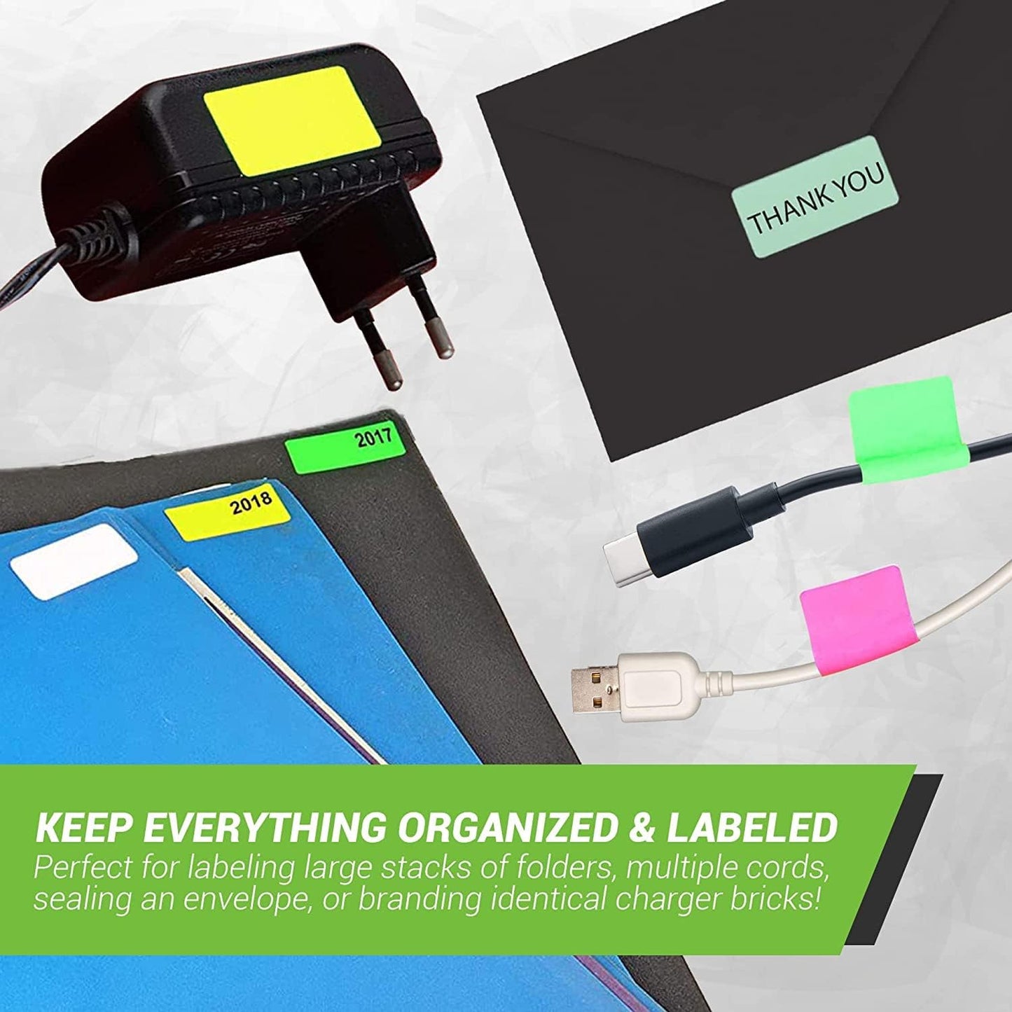 Pink Sticker Label Rolls 1.57 x 0.75 inch, 5 Rolls- 2500-Pack, Rectangular Easy Write Labels 40mmx19mm by Royal Green