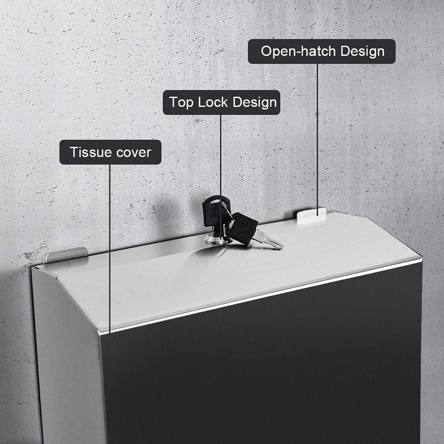 Wall-Mounted Comercial Paper Towel Dispenser, Brushed Stainless Steel Bathroom Hand Towel Dispenser with Lock Design, Large Capacity 250 C-Fold 300 Multi-Fold Capacity