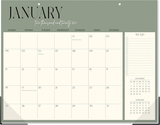 Guasslee Desk Calendar 2026-2027, 18-Month School Year Desk/Wall Calendar, 2026 Jan-2027 Jun. 2026, 14" X 11" Monthly Planner With Thick Paper For Office Home School Organizing