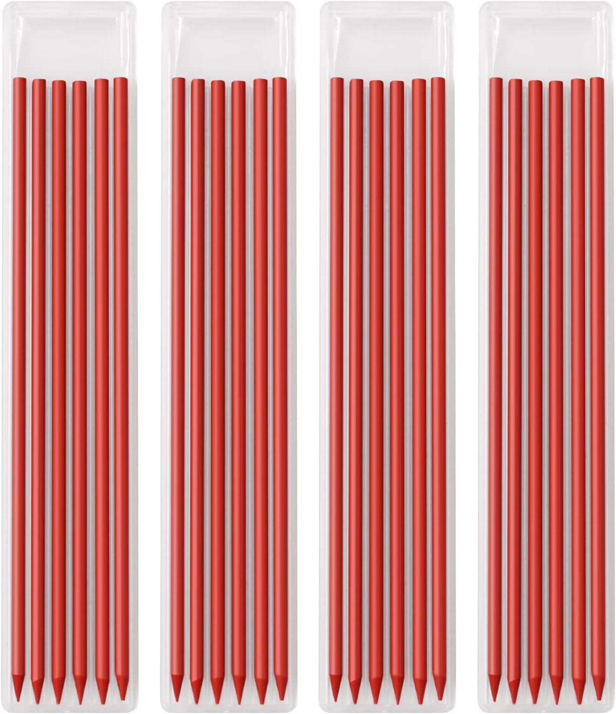 Gegong 24 Pieces 2.8 mm Diameter Solid Carpenter Pencil Set Pencil Refills for Carpenter Carpenter Marker Woodworking Mechanical Pencil (Red Refill)