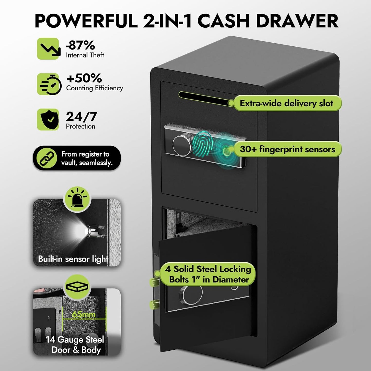 Extra Large Heavy Duty Double Door Home Safe Fireproof and Waterproof Bag Security Safe with Removable Shelves Digital Safes with Hidden Lock Box for Money Files Medicines (7.0 Cub Double Door)