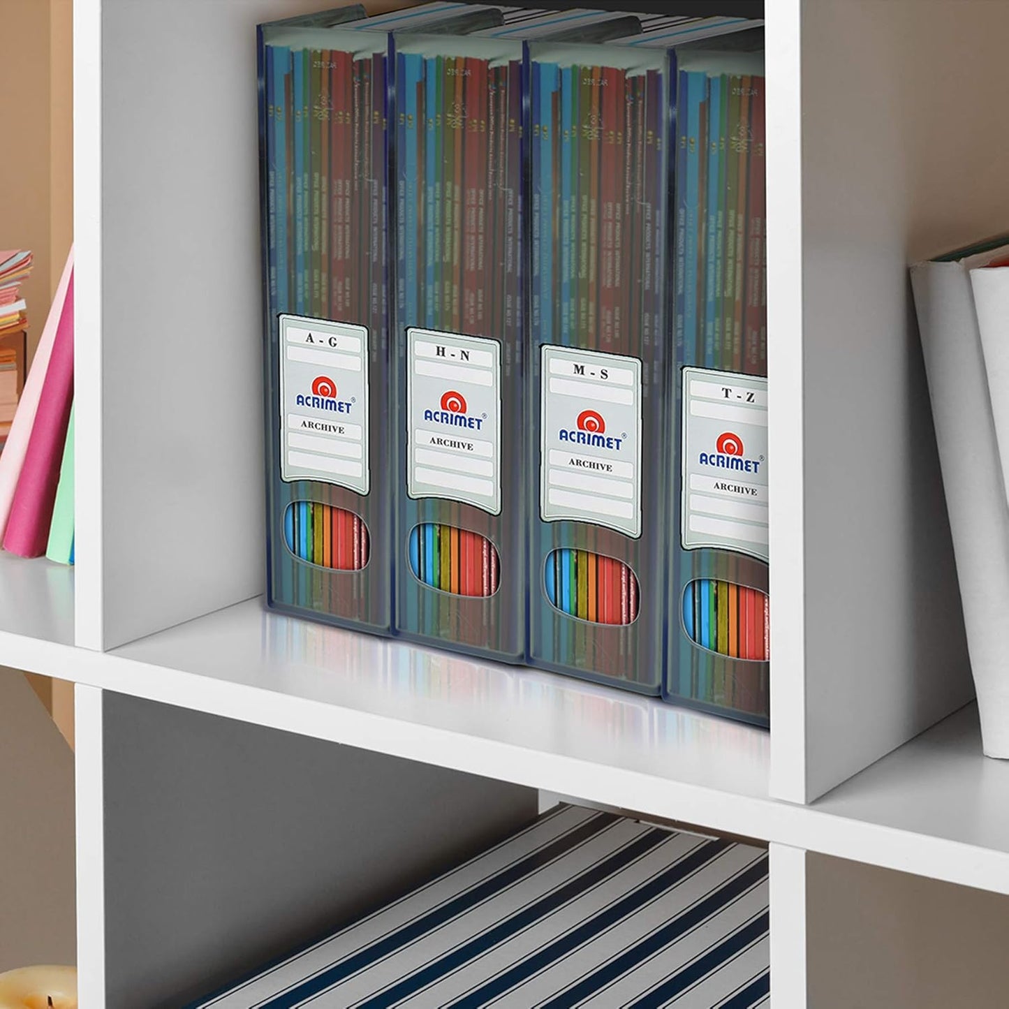 Acrimet Magazine File Holder, Durable Rack, Space-Saving Organizer (Plastic) (Smoke Color) (2 pack)