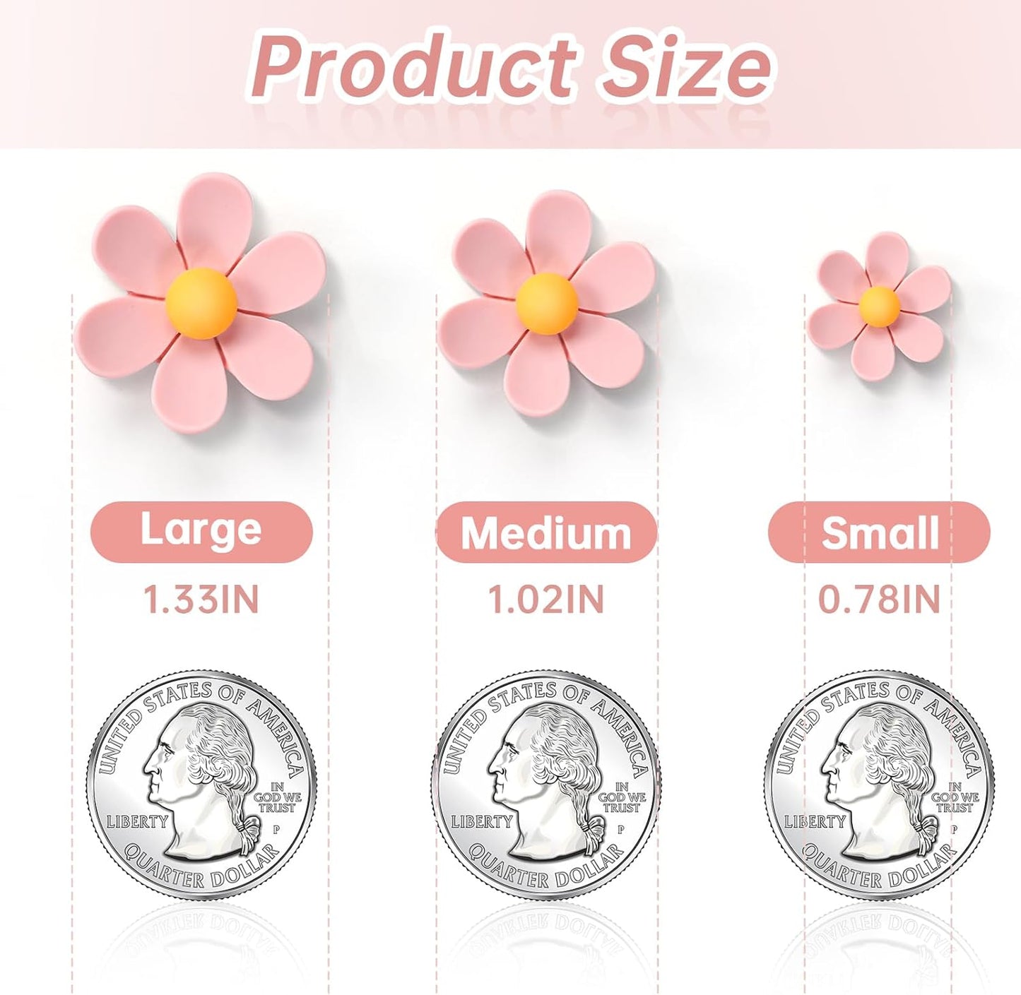 18Pcs Flower Magnets, 9 Colors Cute Magnet, Flower Magnets for Fridge, Resin Decorative Magnet,3D Flowers Magnet for Refrigerator Office Kitchen Locker(9 Small+9 Medium)