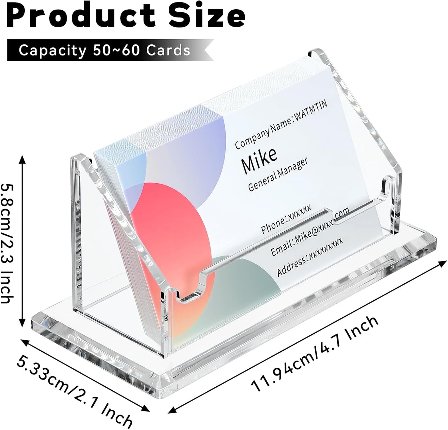 1 Pcs Acrylic Business Card Holder, Horizontal Acrylic Card Holder, Clear Business Name Cards Display Stand for Women and Men Desk Accessories, 1 Slot