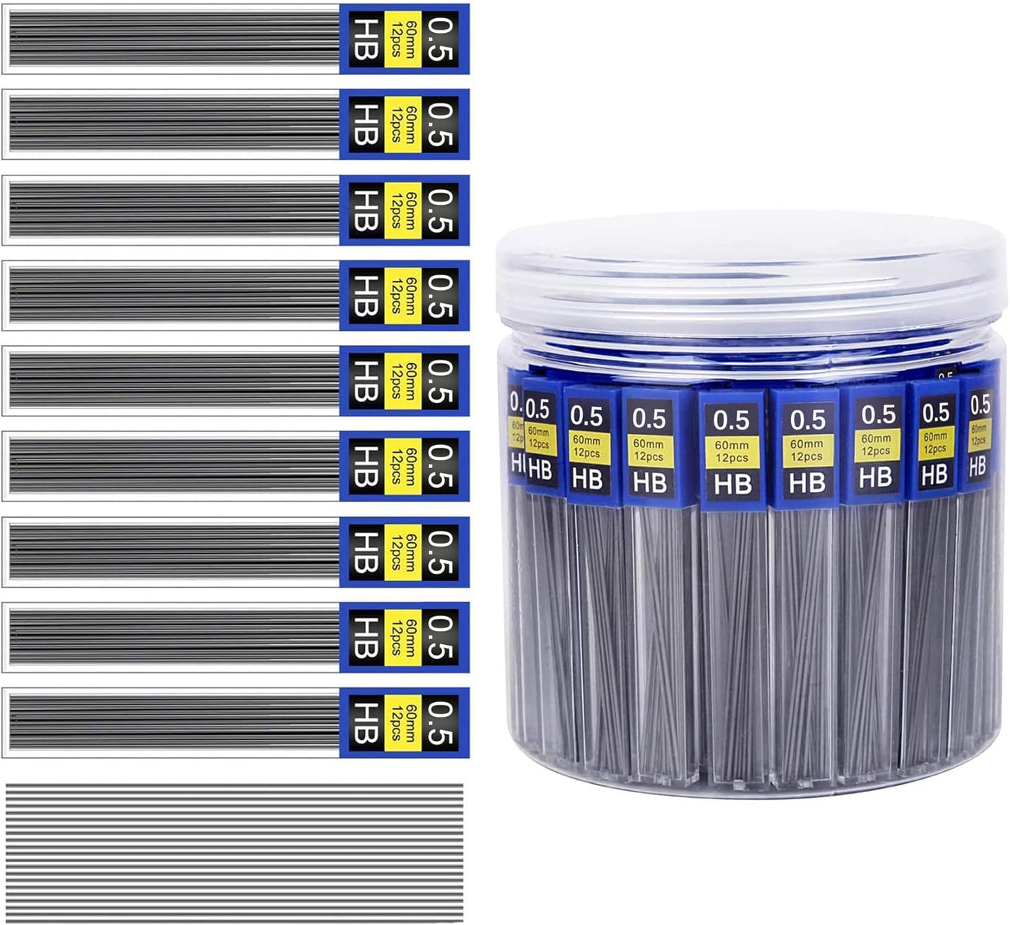 Morepack 0.5 mm Lead Refill, 840Pieces 0.5 Lead Refills for Mechanical Pencil,0.5 mm HB, Break Resistant Mechanical Pencil Refills,70 Tubes