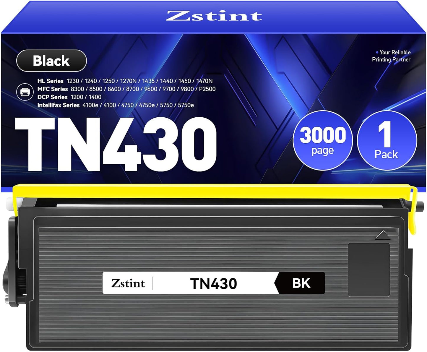 TN430 Toner Cartridge Black 1-Pack Replacement for Brother TN-430 TN460 TN-460 Compatible with Brother Intellifax-4100e 4750e 5750e HL-1240 DCP-1200 1400 8350 MFC-8300 MFC-8500 MFC-9600 P2500 Printer