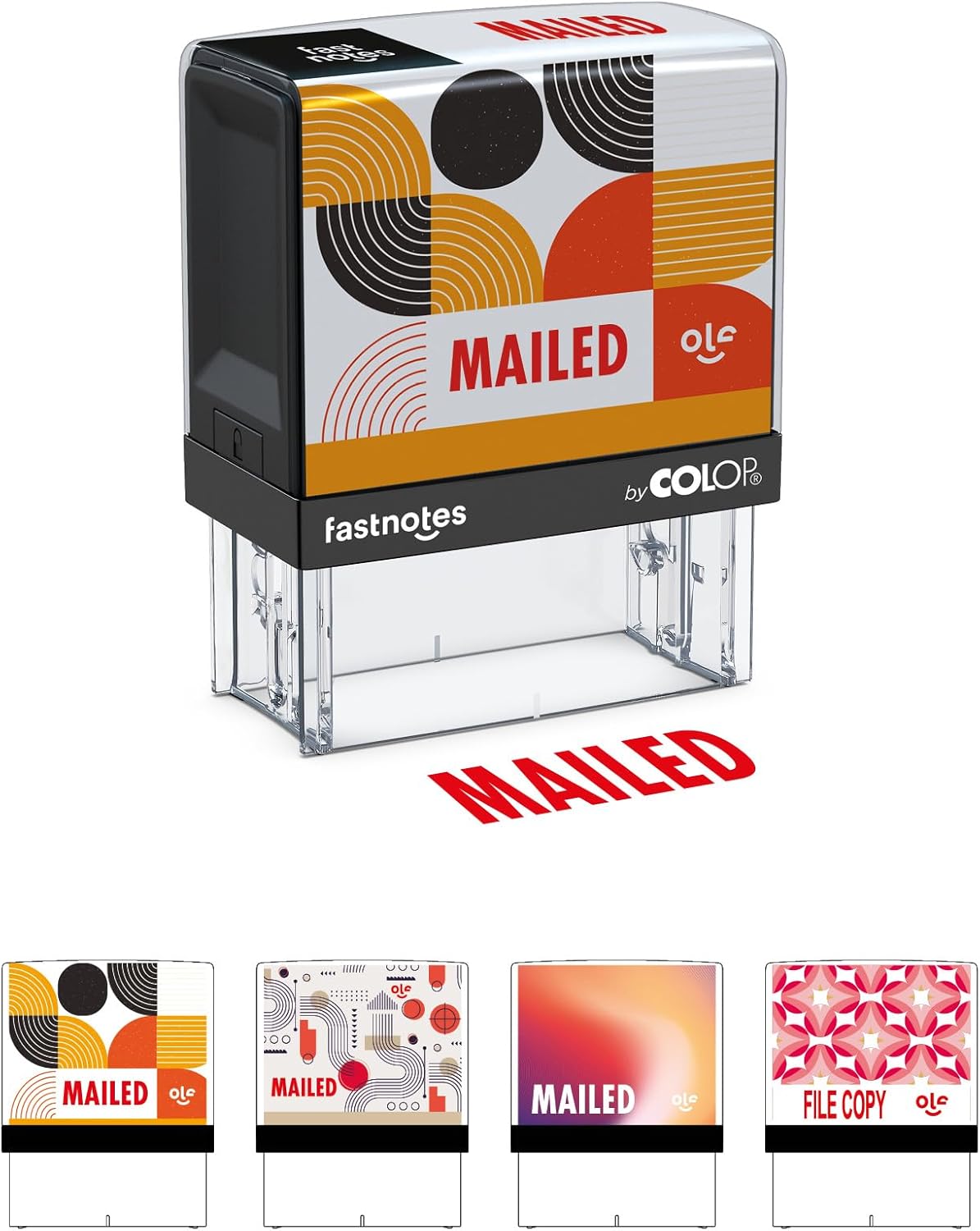 Fastnotes MAILED Self-Inking Rubber Stamp by COLOP - Great for Office Documents, Notary, Warehouse, Accounting Paperwork, Business, and Legal Documentation - Red Ink (MAILED- Red)