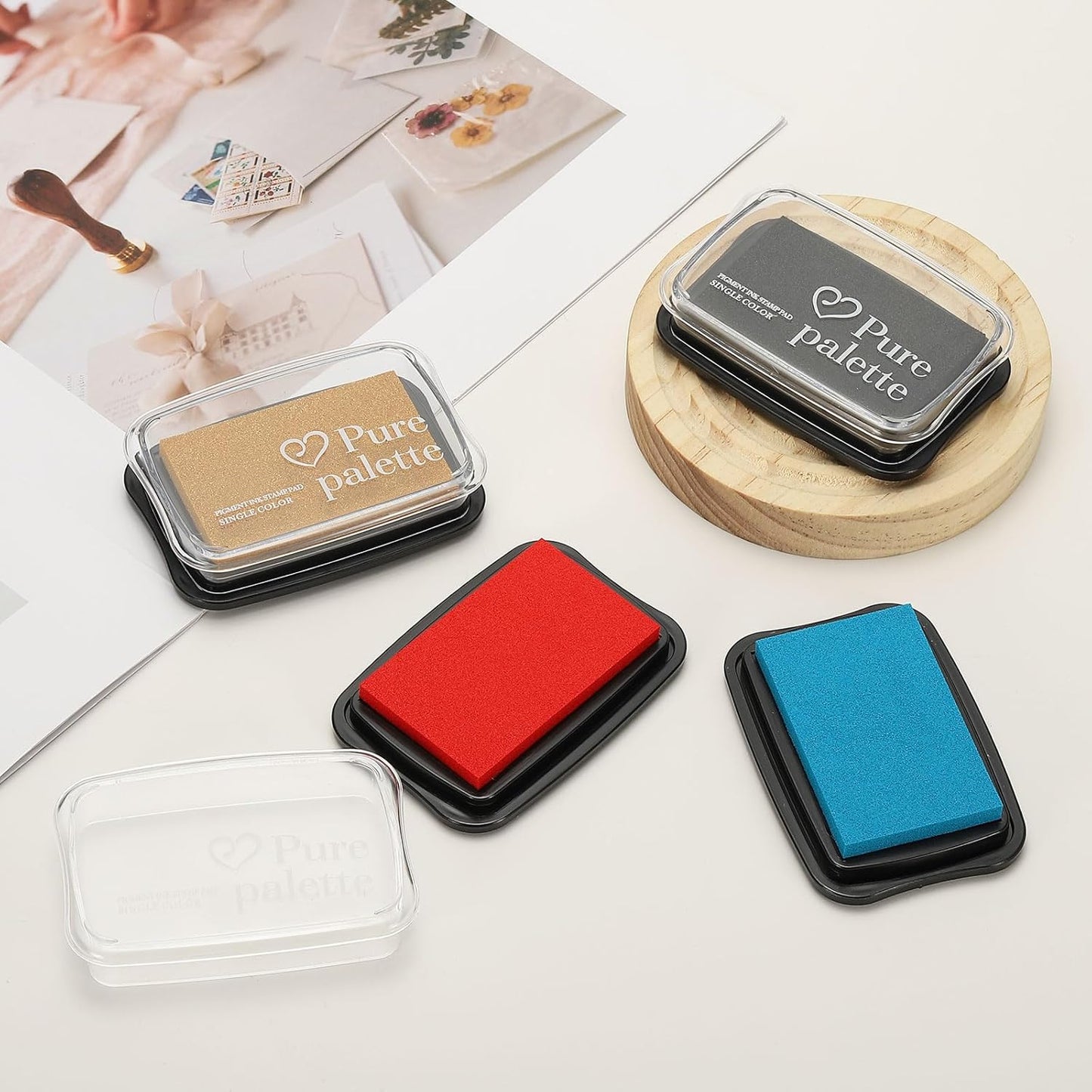 PATIKIL 3"x2" Large Stamp Pad, 2Pcs Washable Craft Ink Pad for Rubber Stamp Card Making Stamping Scrapbook Fingerprint Handprint, Golden/Black