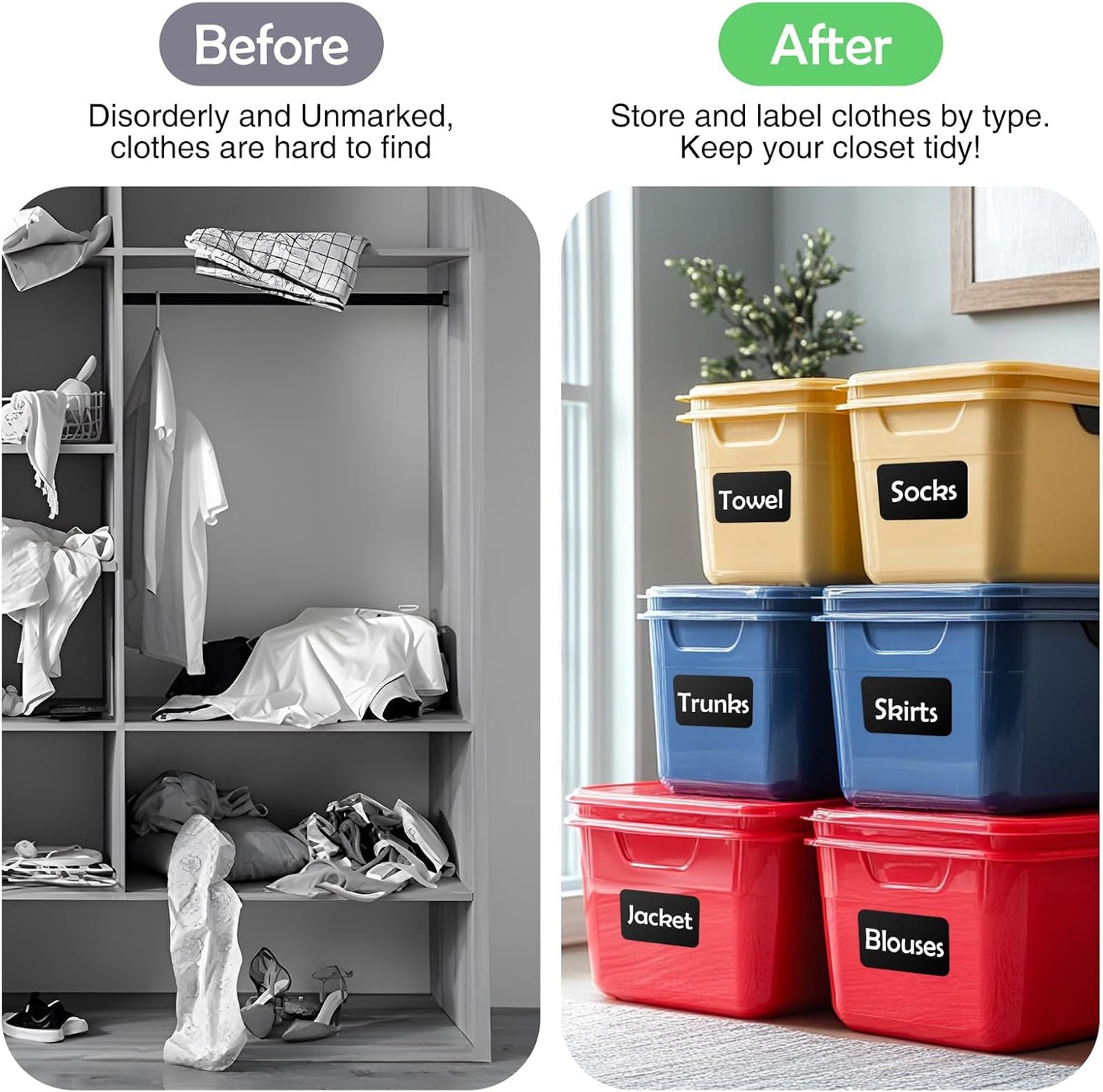 100Pcs Large Black Labels for Storage Bins,6x4 Inch Removable Labels,Large Labels for Blank Box,Strong Adhesive Tear Resistant No Residue Blank Labels(Black)